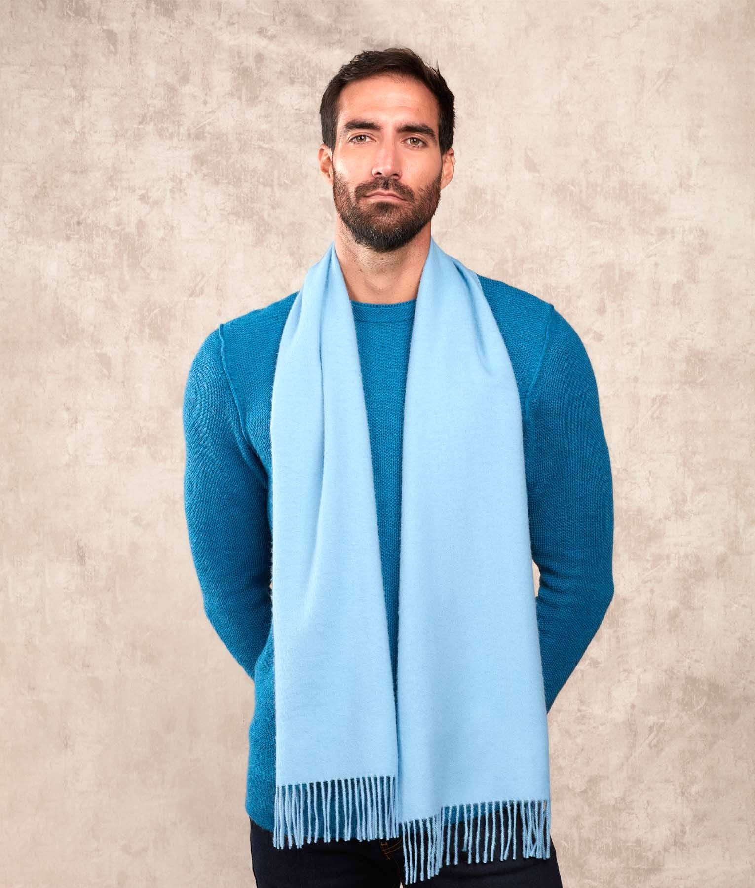 Long Baby Alpaca Scarf - Light Blue - Unisex