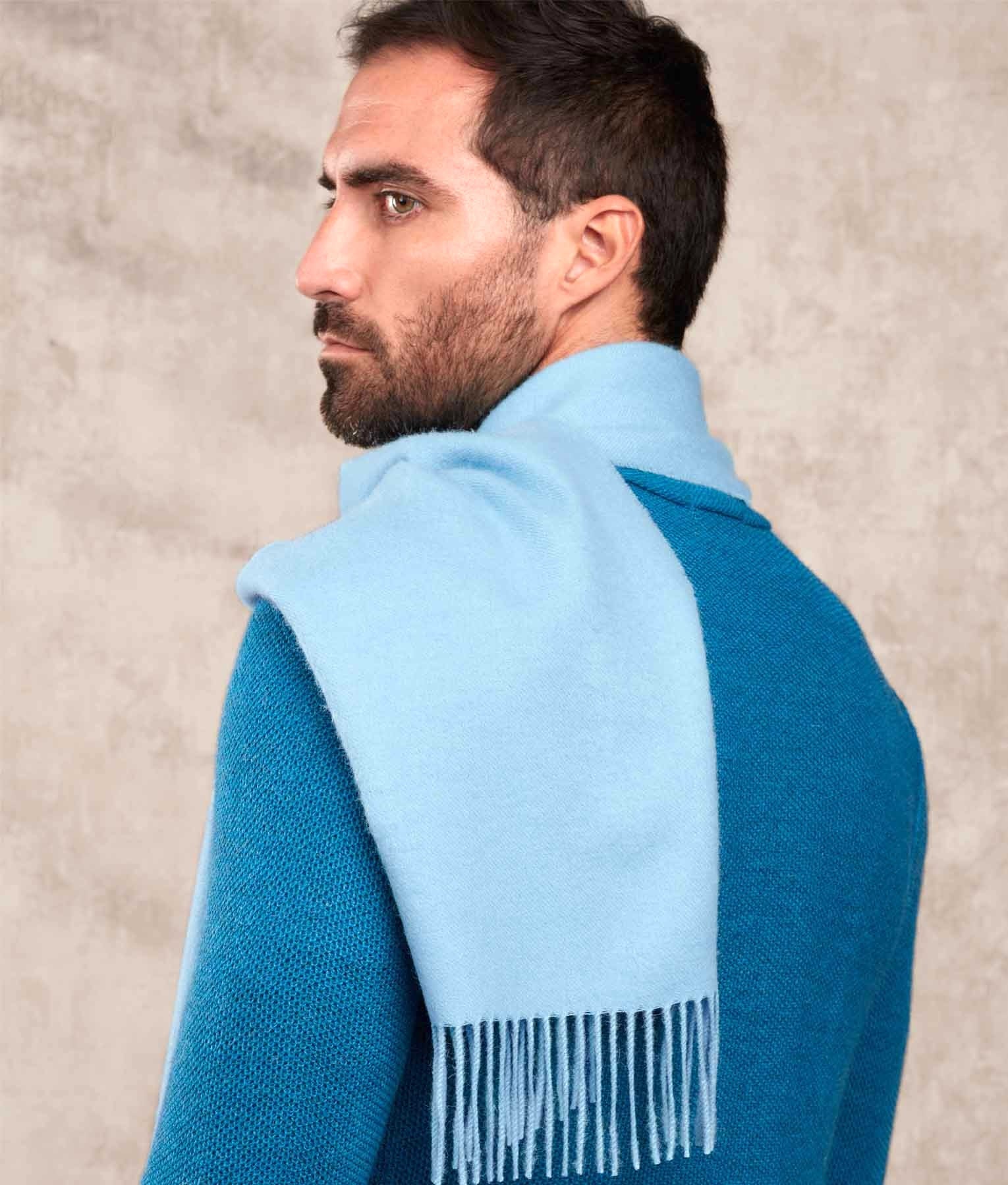 Long Baby Alpaca Scarf - Light Blue - Unisex