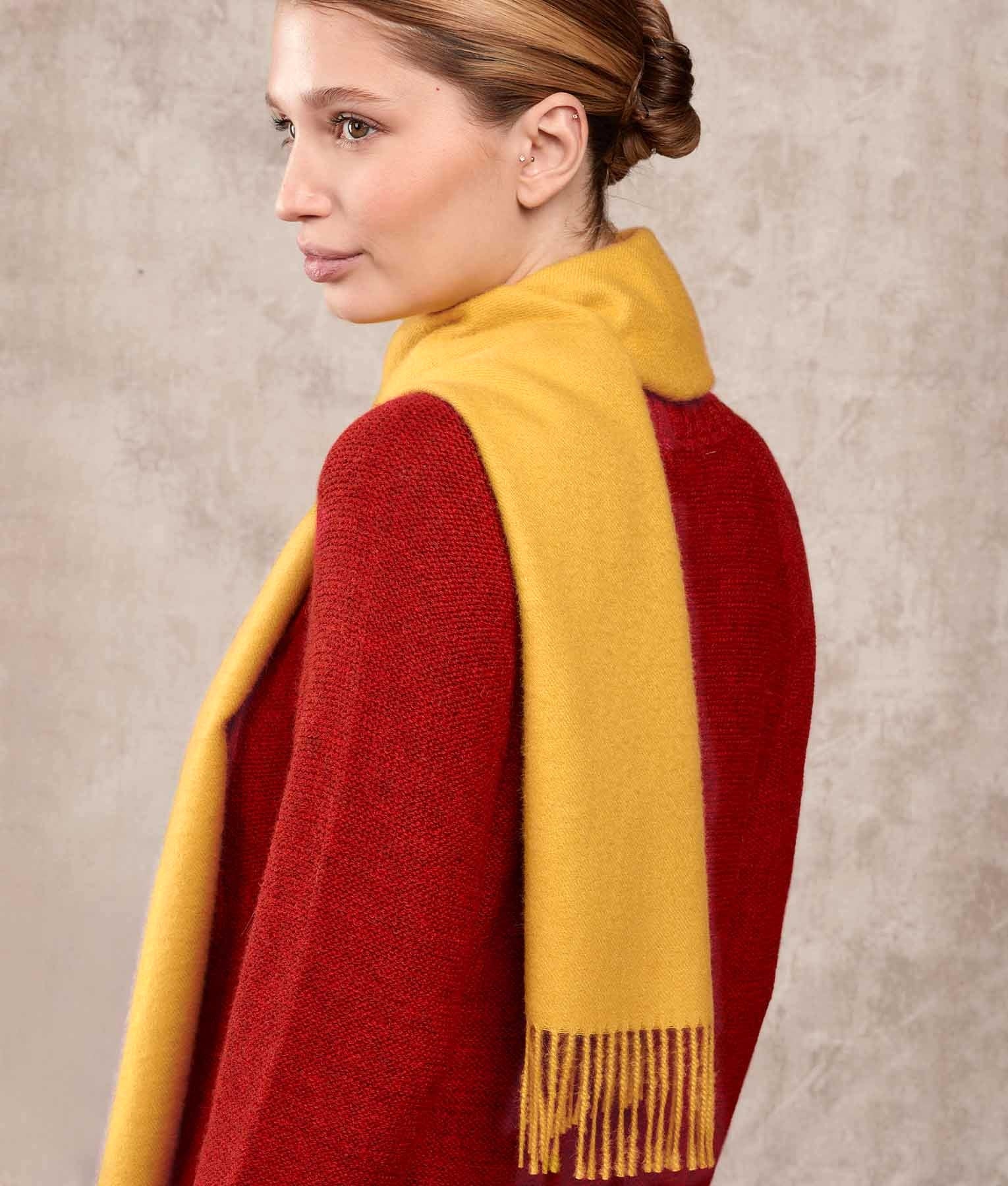 Long Baby Alpaca Scarf - Mustard - Unisex