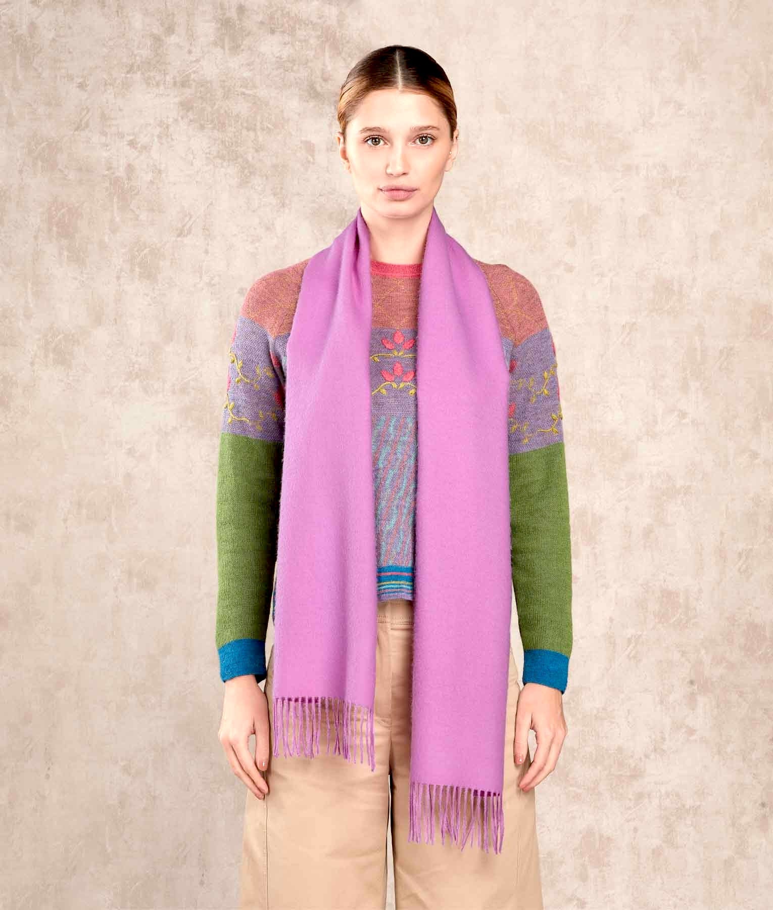 Long Baby Alpaca Scarf - Orchid Pink - Unisex