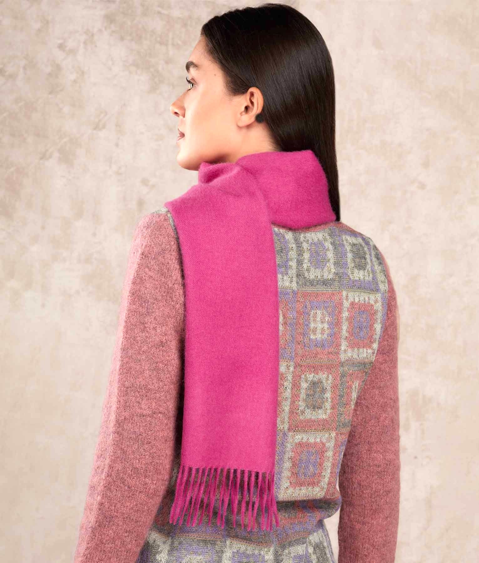 Long Baby Alpaca Scarf - Deep Fuchsia - Unisex