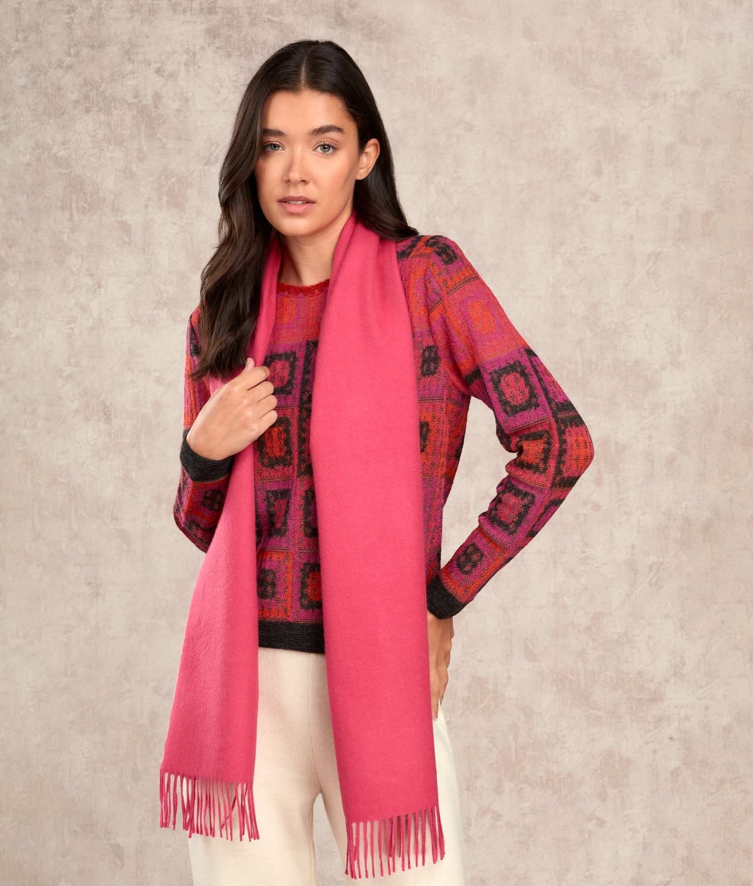 Premium Baby Alpaca Scarf - French Rose - Unisex