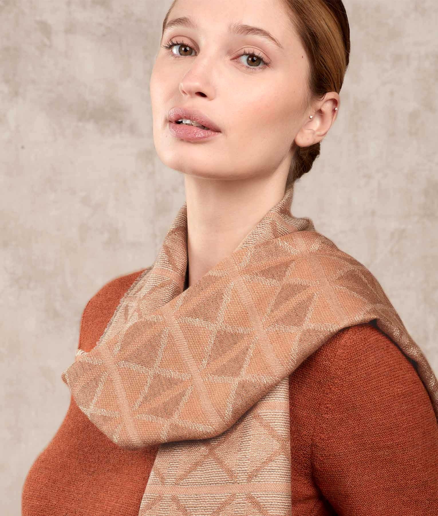 Cross Out Jacquard - Scarf - Copper - Unisex