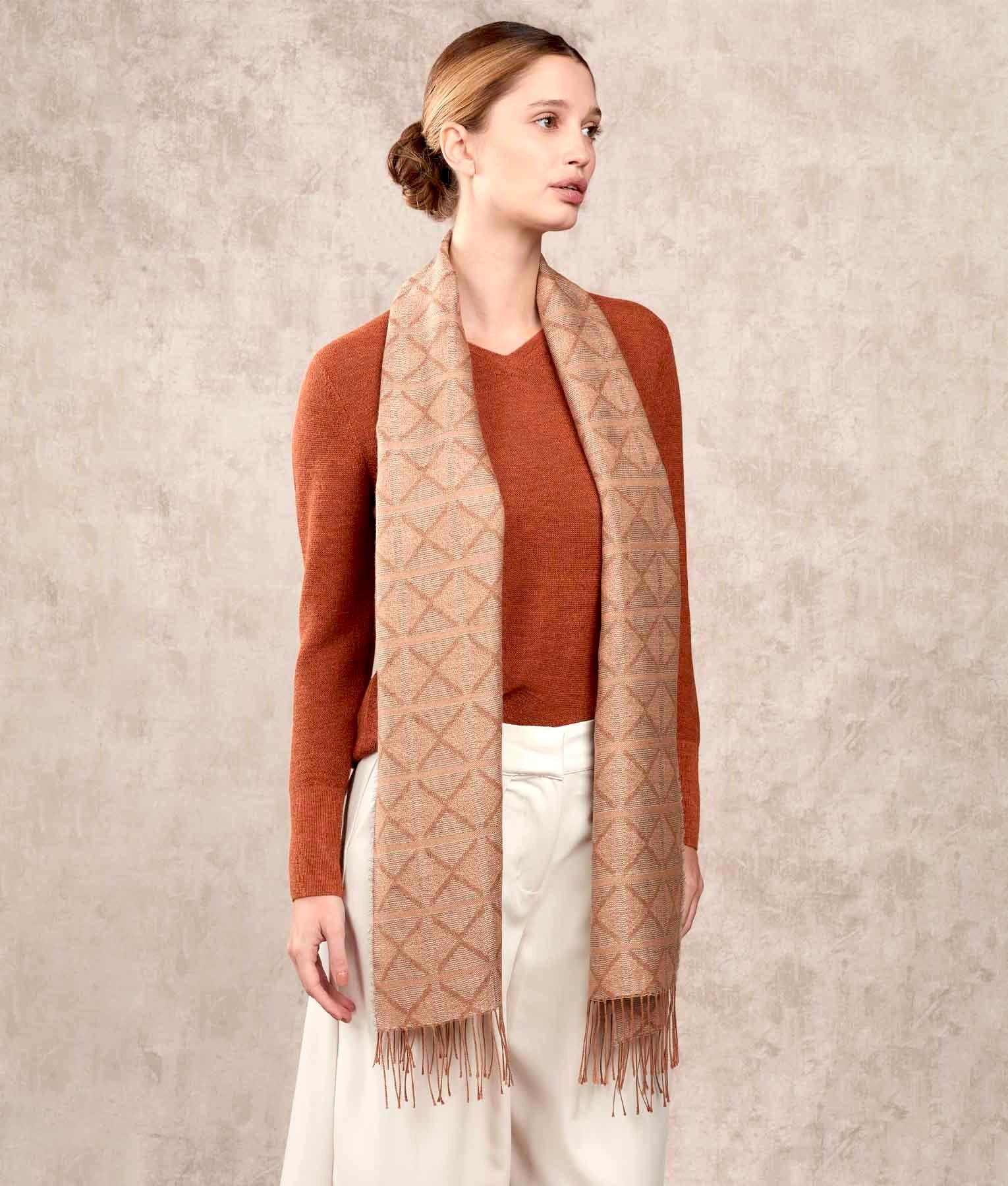 Cross Out Jacquard - Scarf - Copper - Unisex