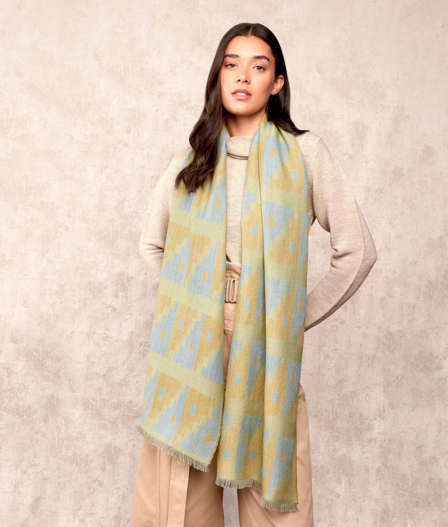 From The Incas - Scarf - Gold Blue Green - Unisex