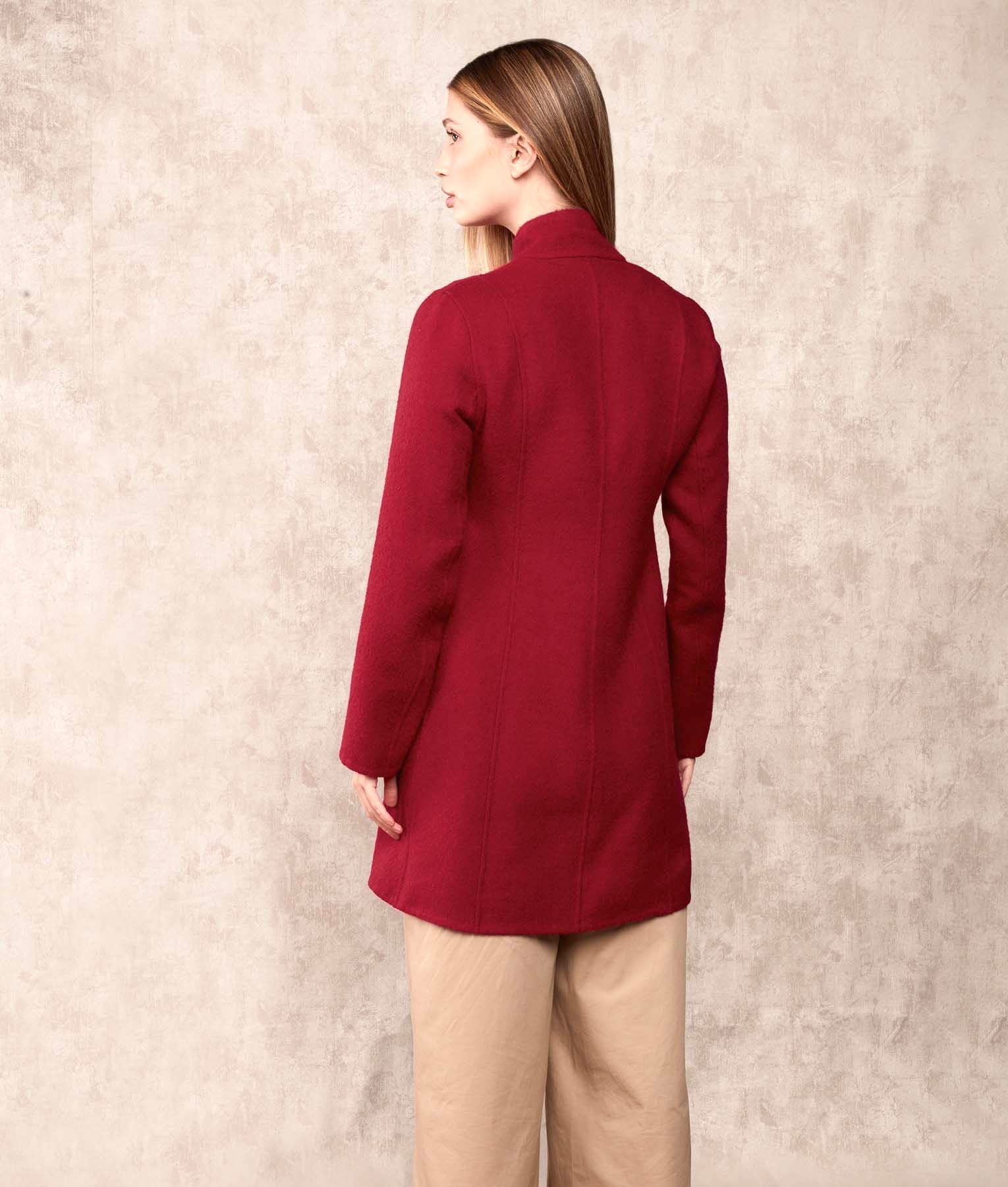 Reversible Soft Alpaca Coat - Red & Black - Women's
