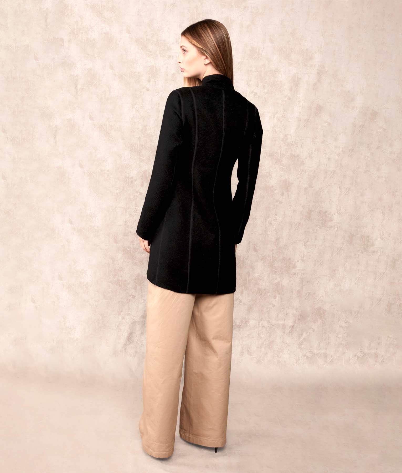 Reversible Soft Alpaca Coat - Red & Black - Women's