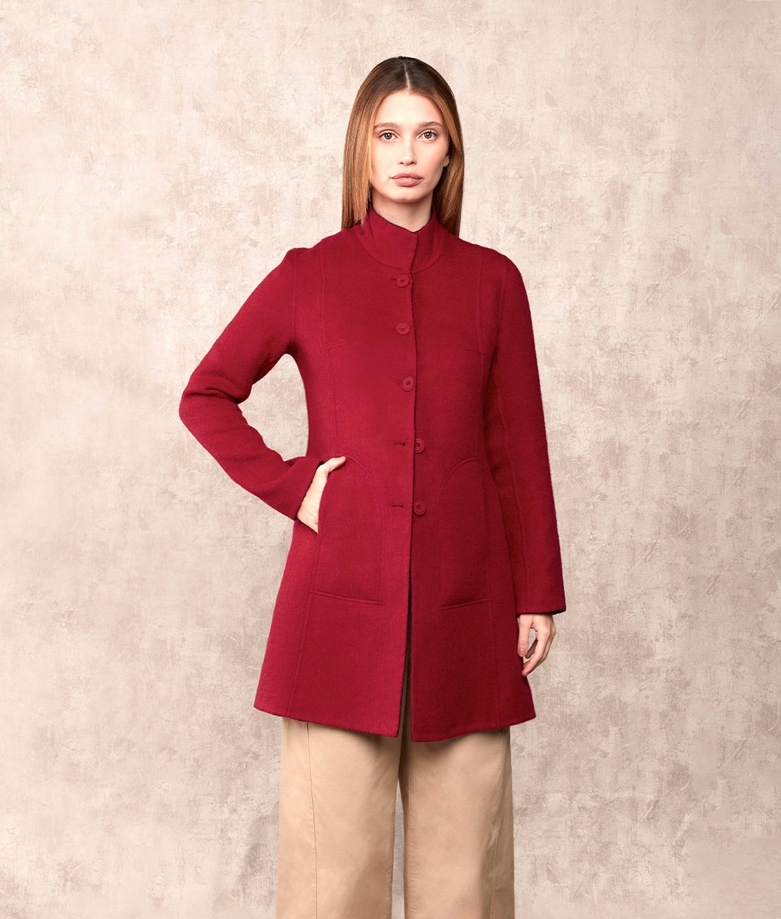 Reversible Soft Coat - Red and Black - Women's