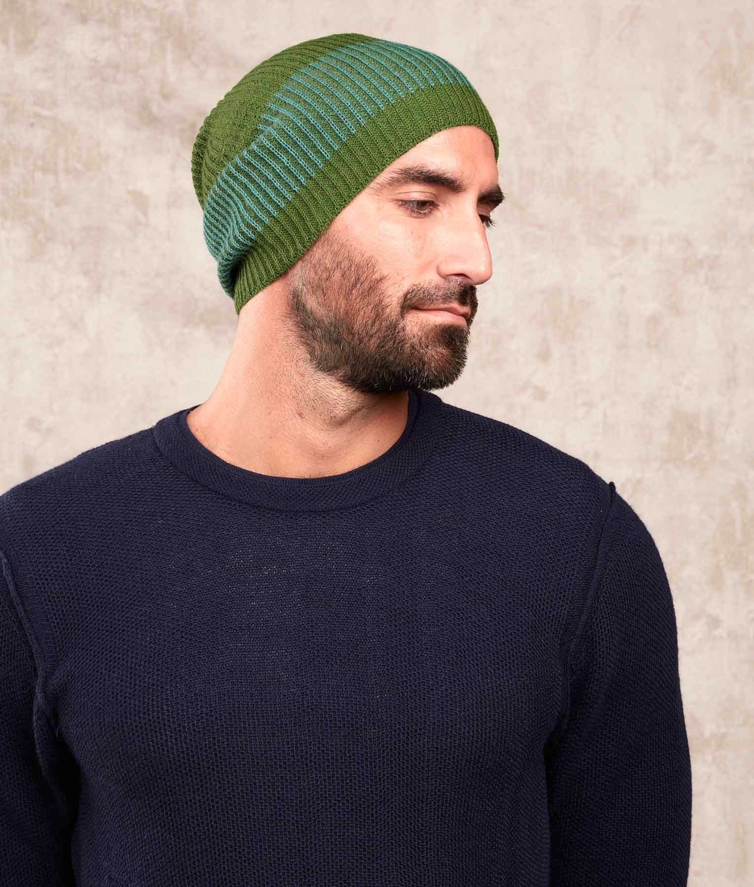 Reversible Ribbed Beanie - Green - Unisex