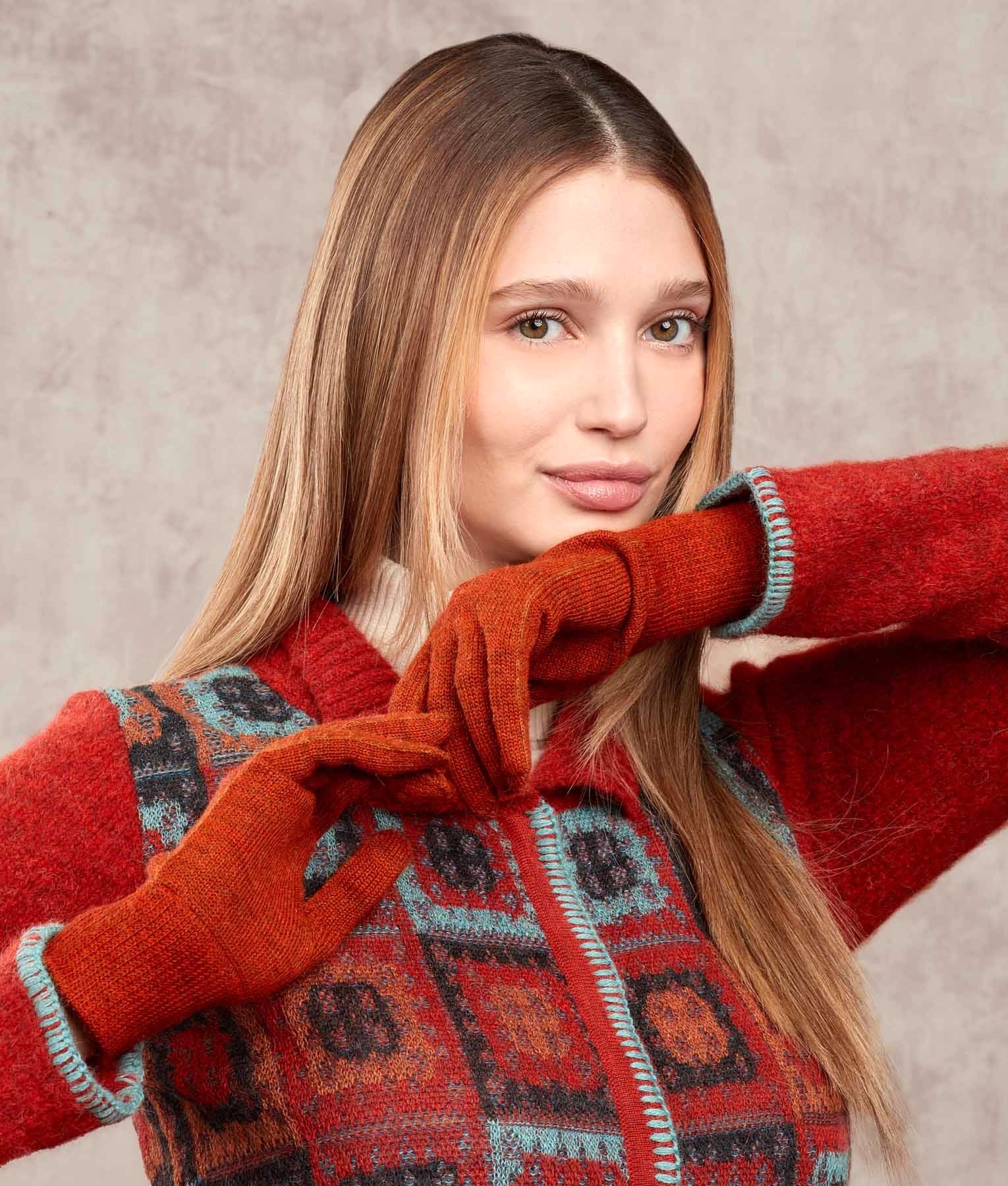 Reversible Gloves - Red and Orange - Unisex