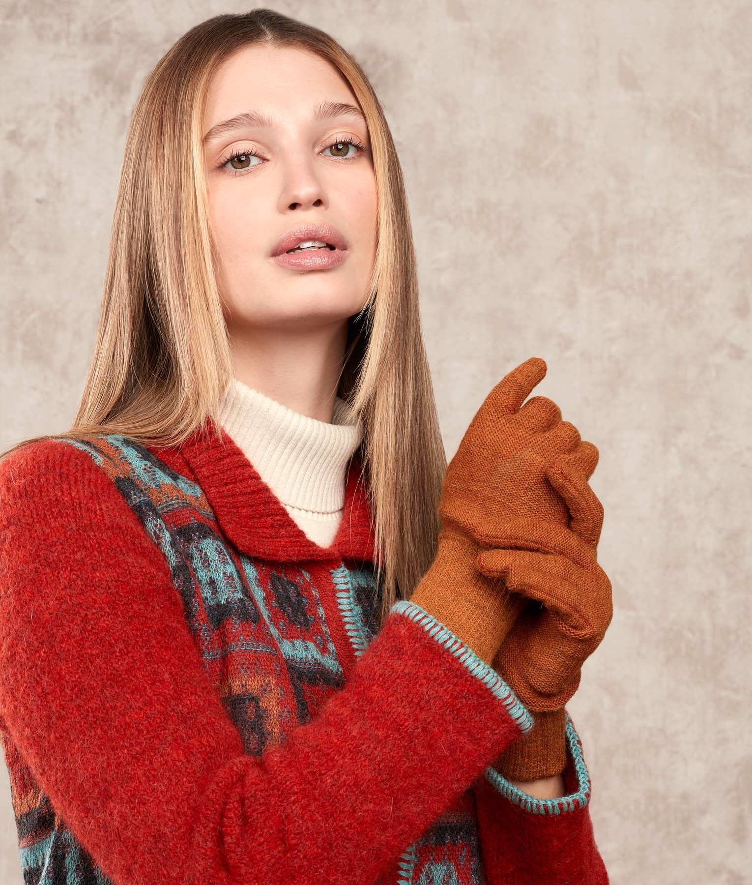 Reversible Gloves - Red and Orange - Unisex