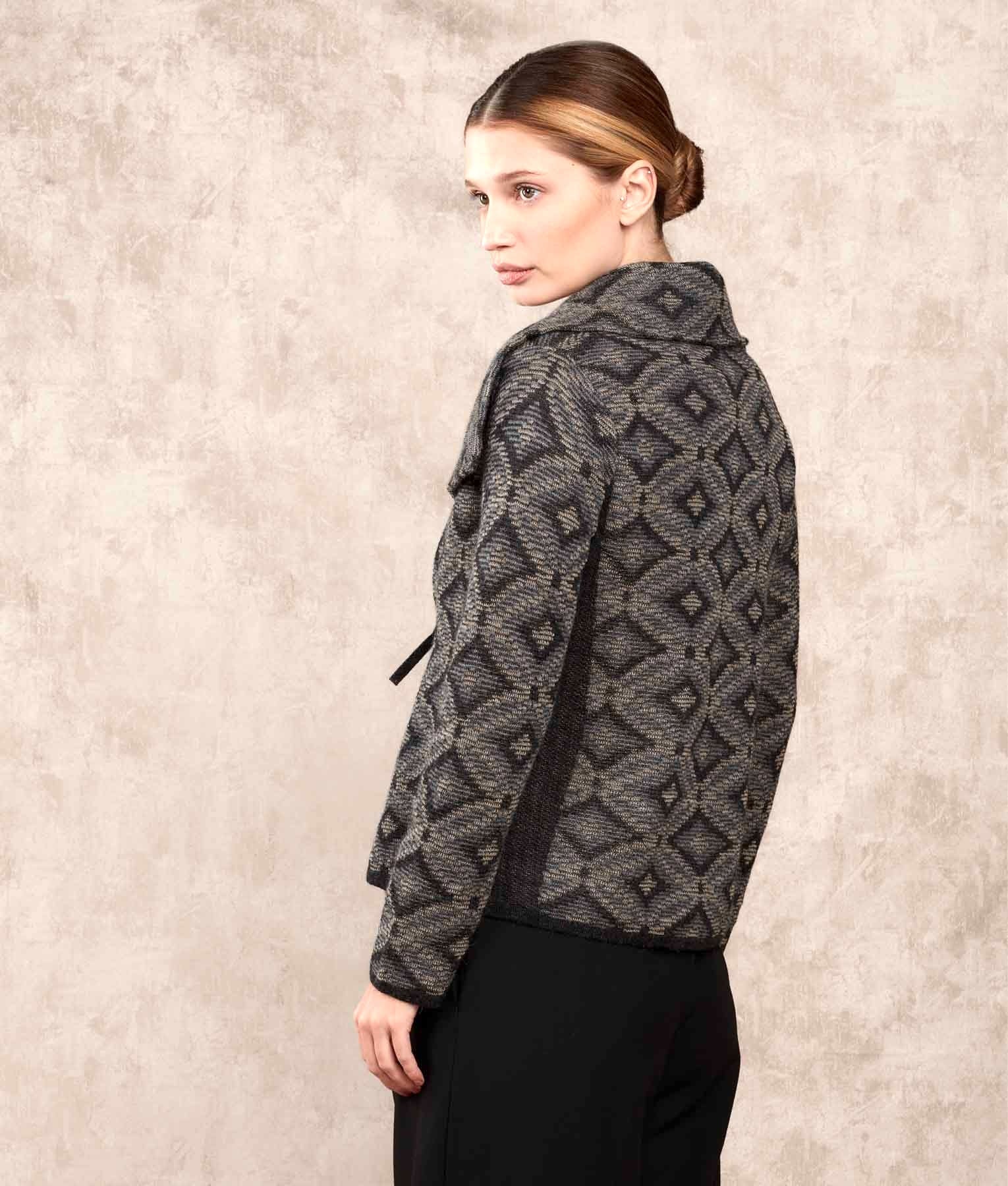 Fitted Wrap - Cardigan - Multicolour Grey - Women's