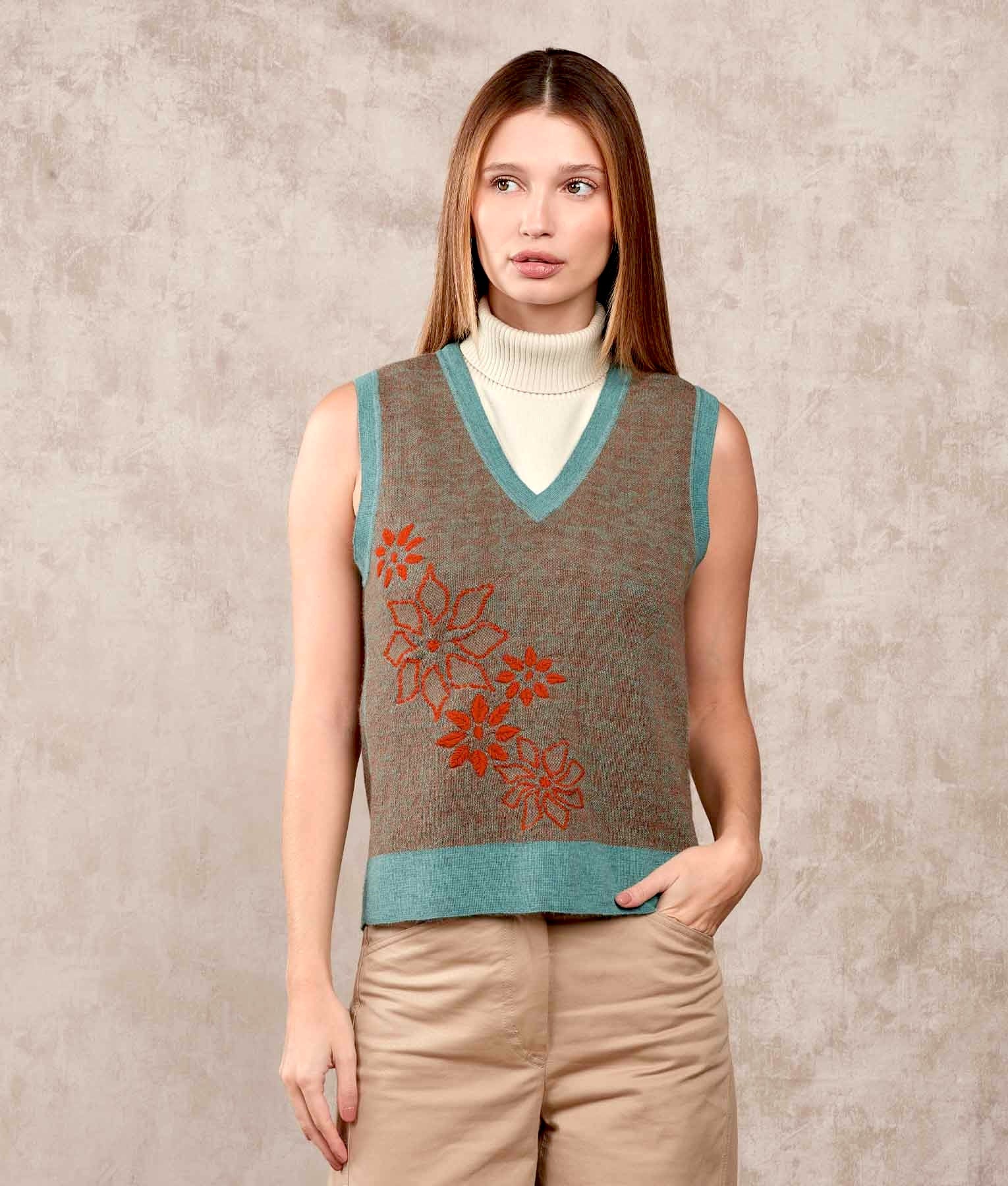 Heart Of Flowers - Vest - Multicoloured Teal - Women's