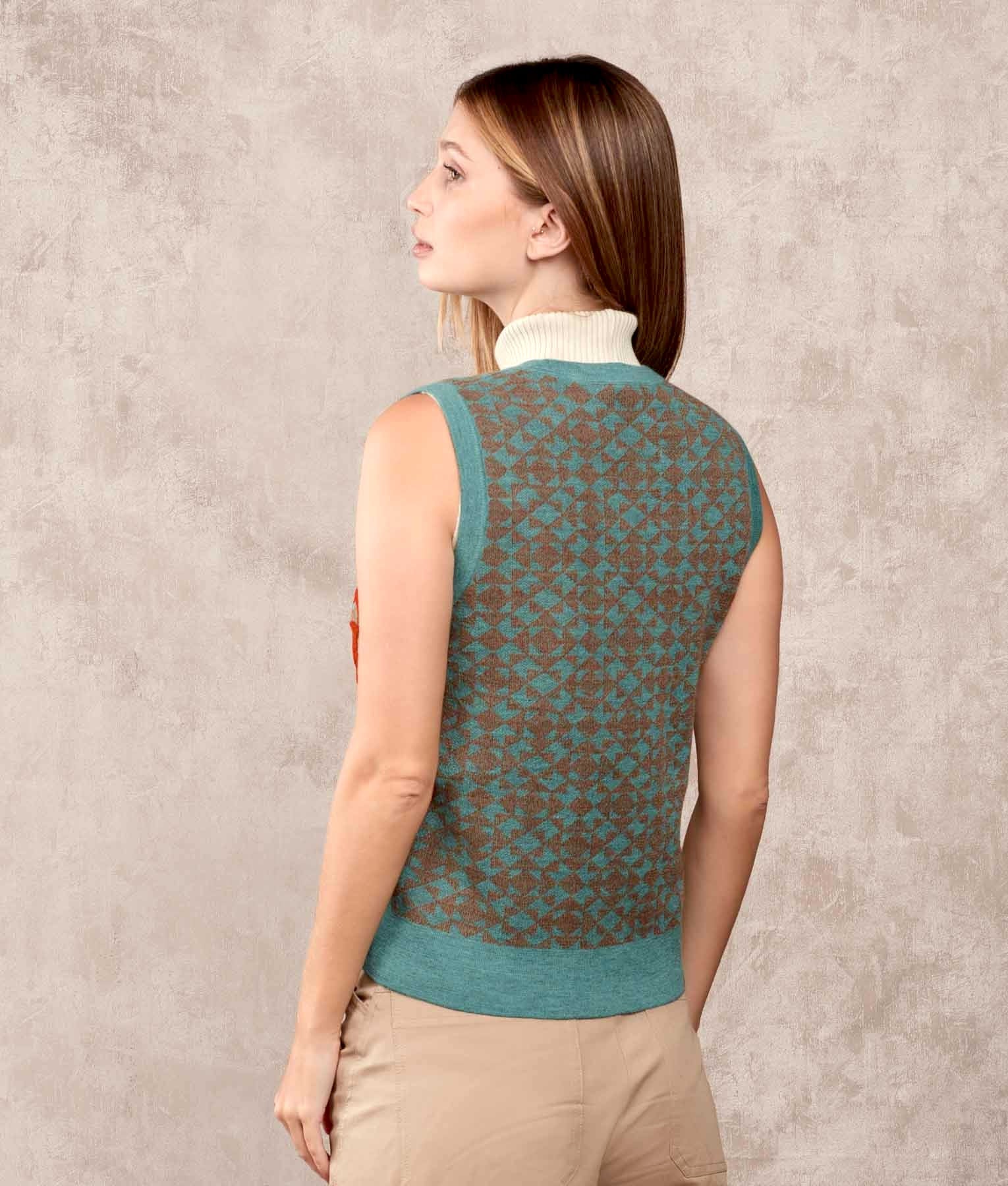 Heart Of Flowers - Vest - Multicoloured Teal - Women's