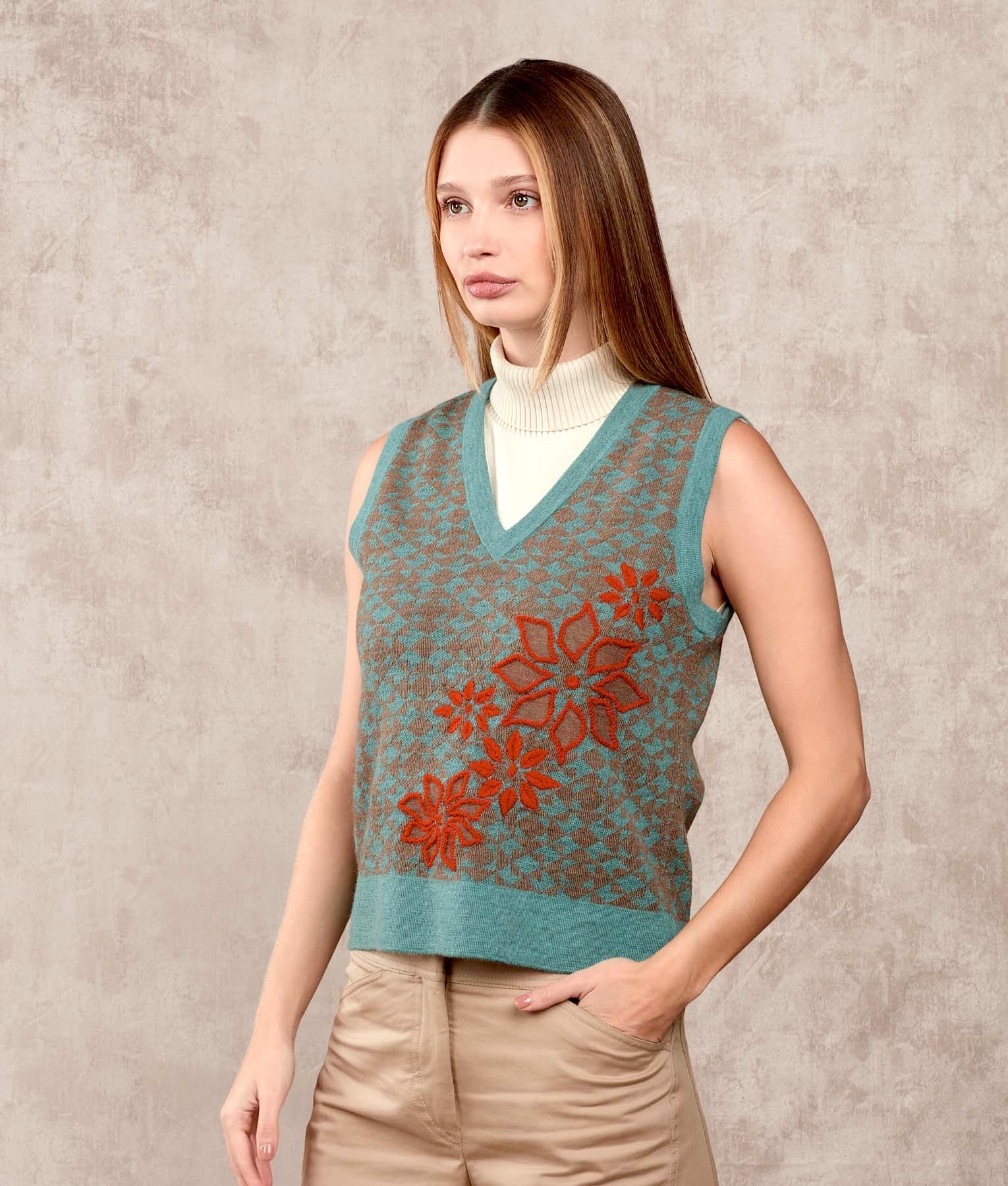 Heart Of Flowers - Vest - Multicoloured Teal - Women's
