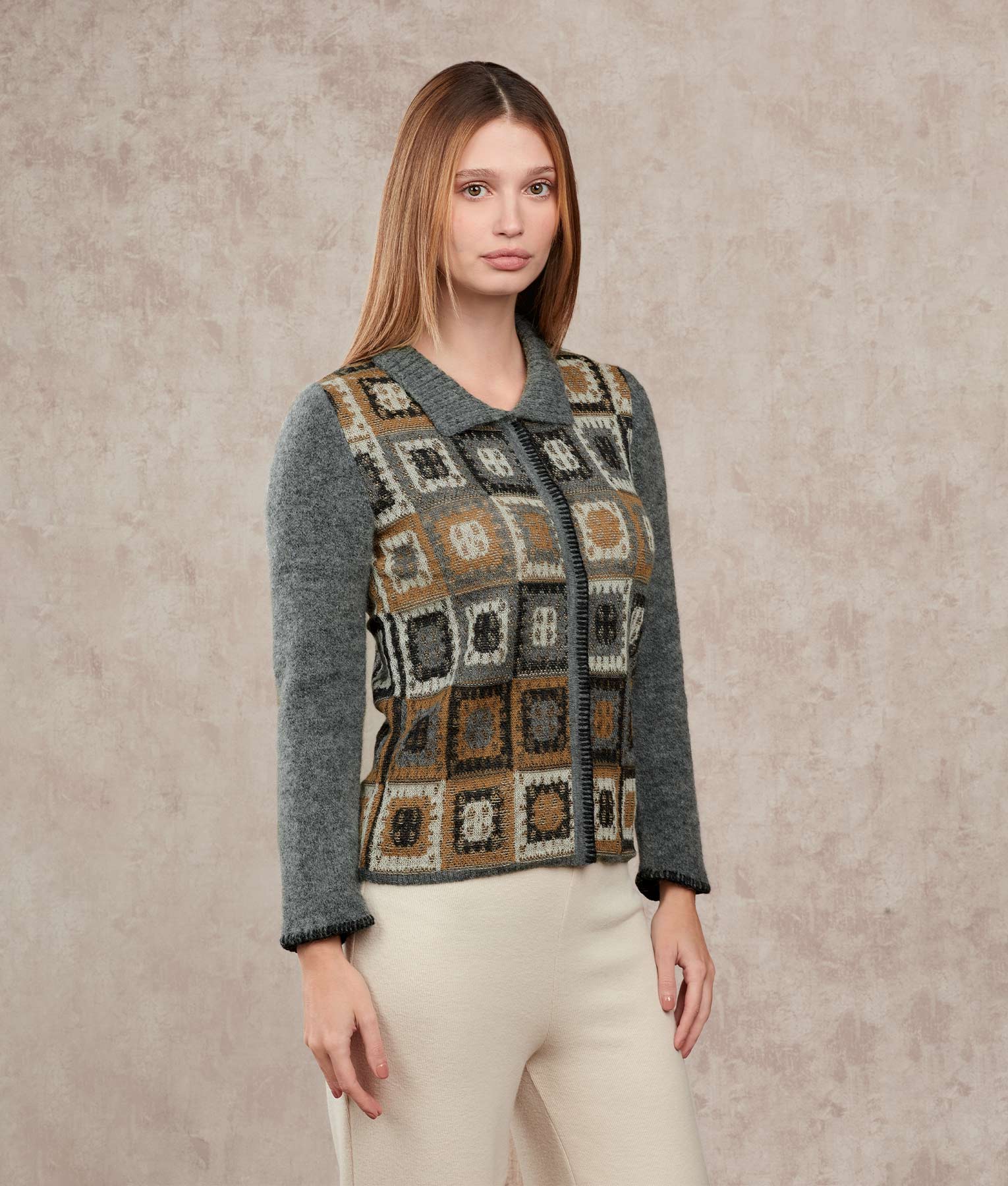 Dreams Of Crochet - Cardigan - Multicoloured Grey - Women's