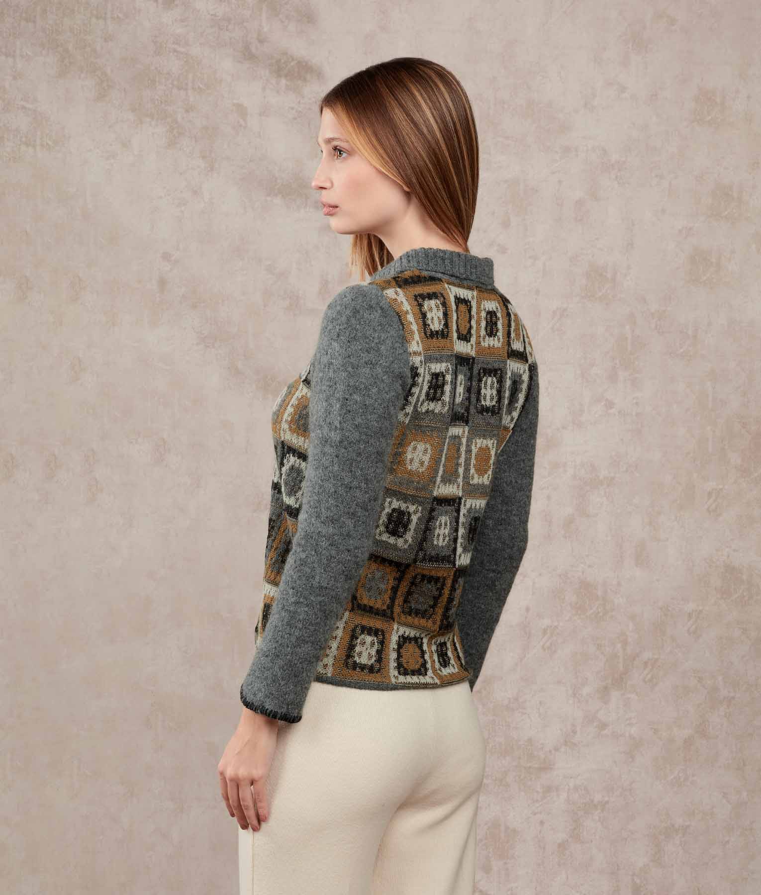 Dreams Of Crochet - Cardigan - Multicoloured Grey - Women's