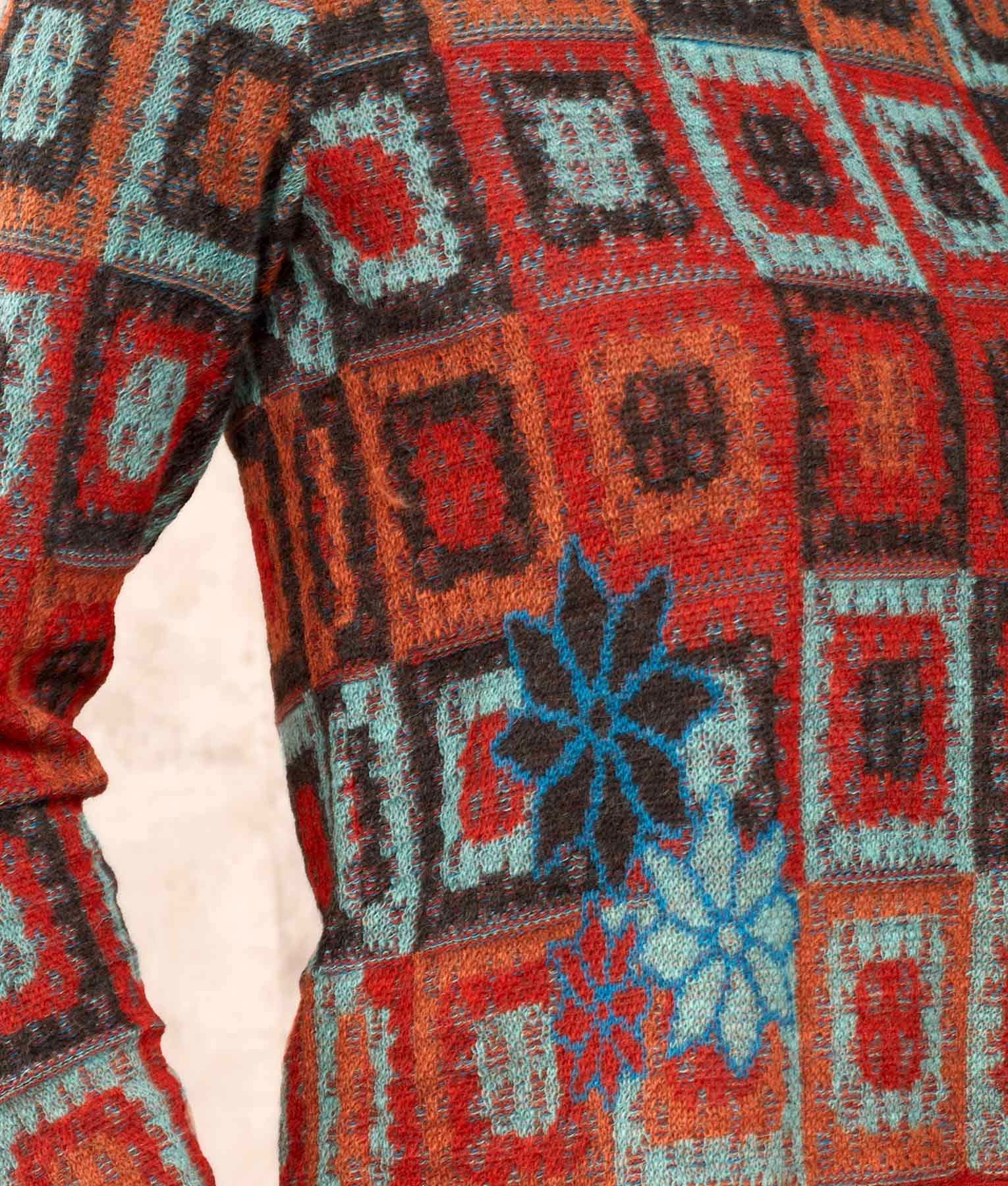 Favo Crew Neck Jumper - Multicoloured Red - Women's