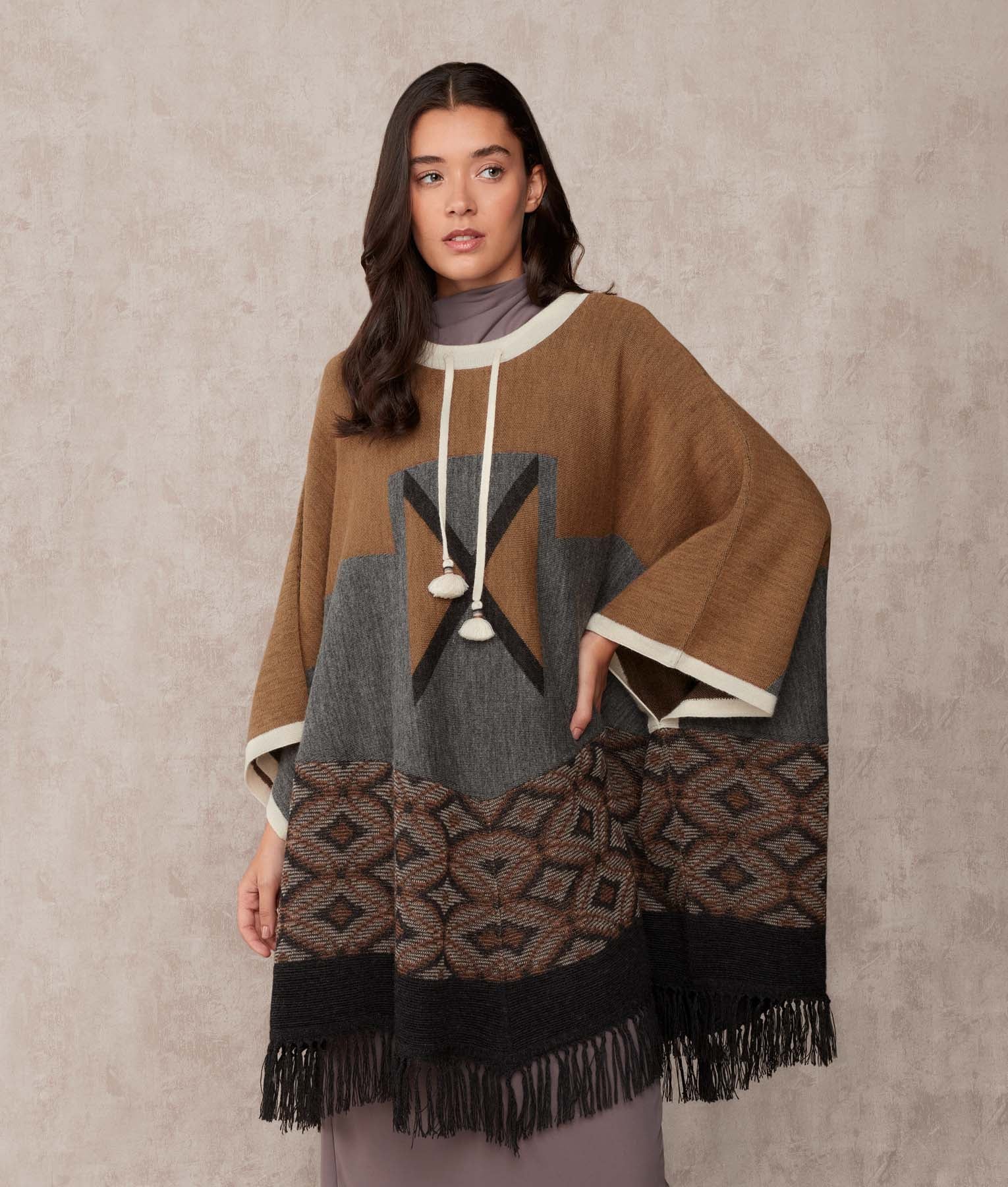La Favorita - Poncho - Multicoloured Mocha - Women's
