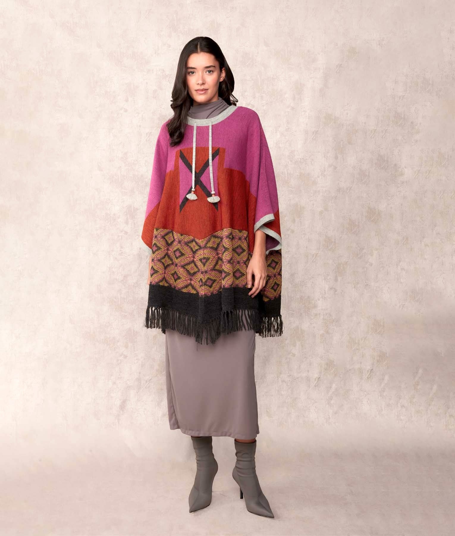 La Favorita - Poncho - Multicoloured Pink - Women's