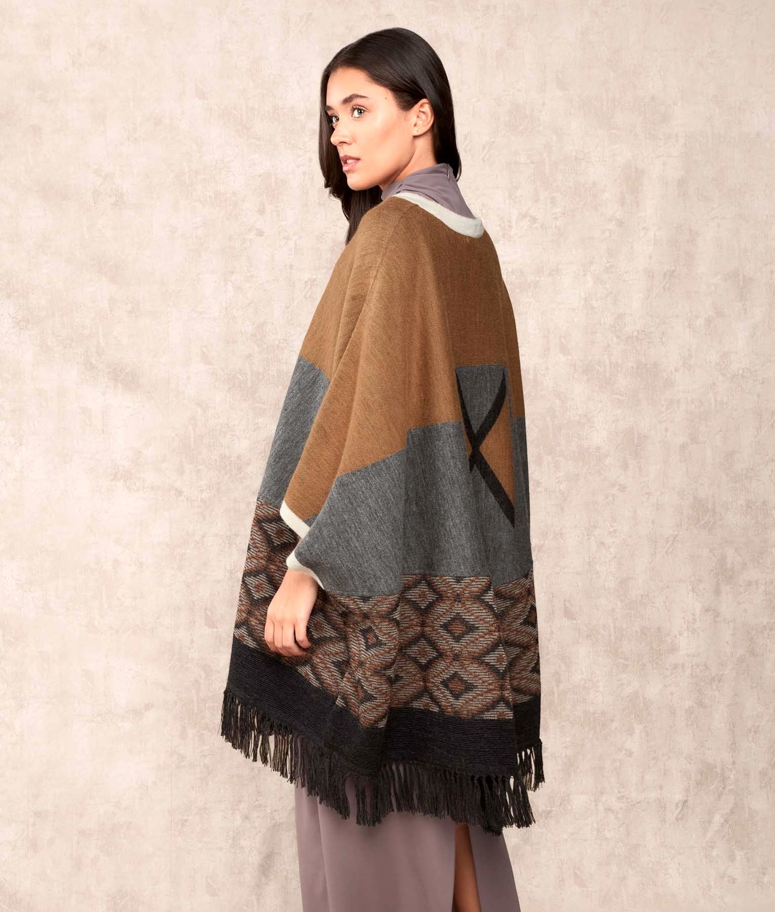 La Favorita - Poncho - Multicoloured Mocha - Women's