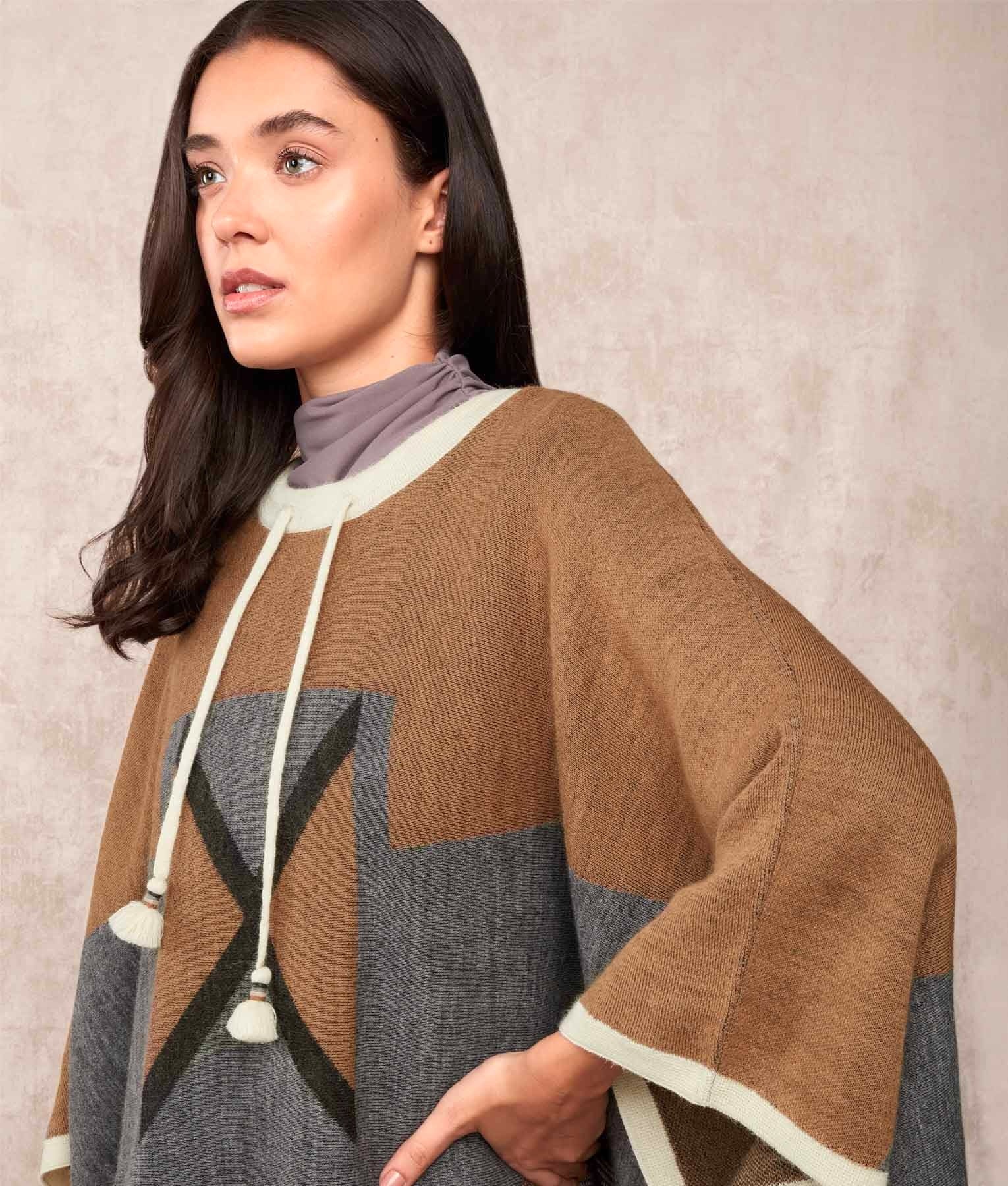 La Favorita - Poncho - Multicoloured Mocha - Women's