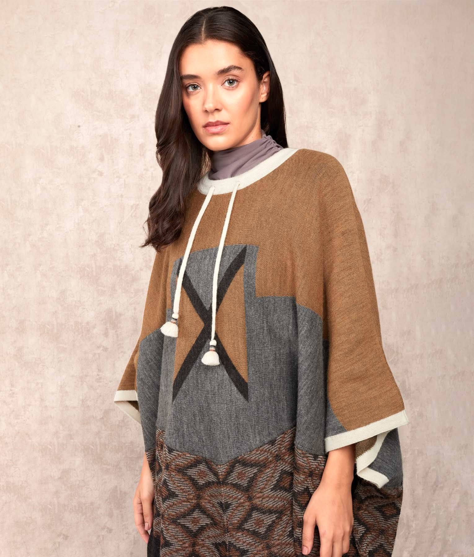 La Favorita - Poncho - Multicoloured Mocha - Women's