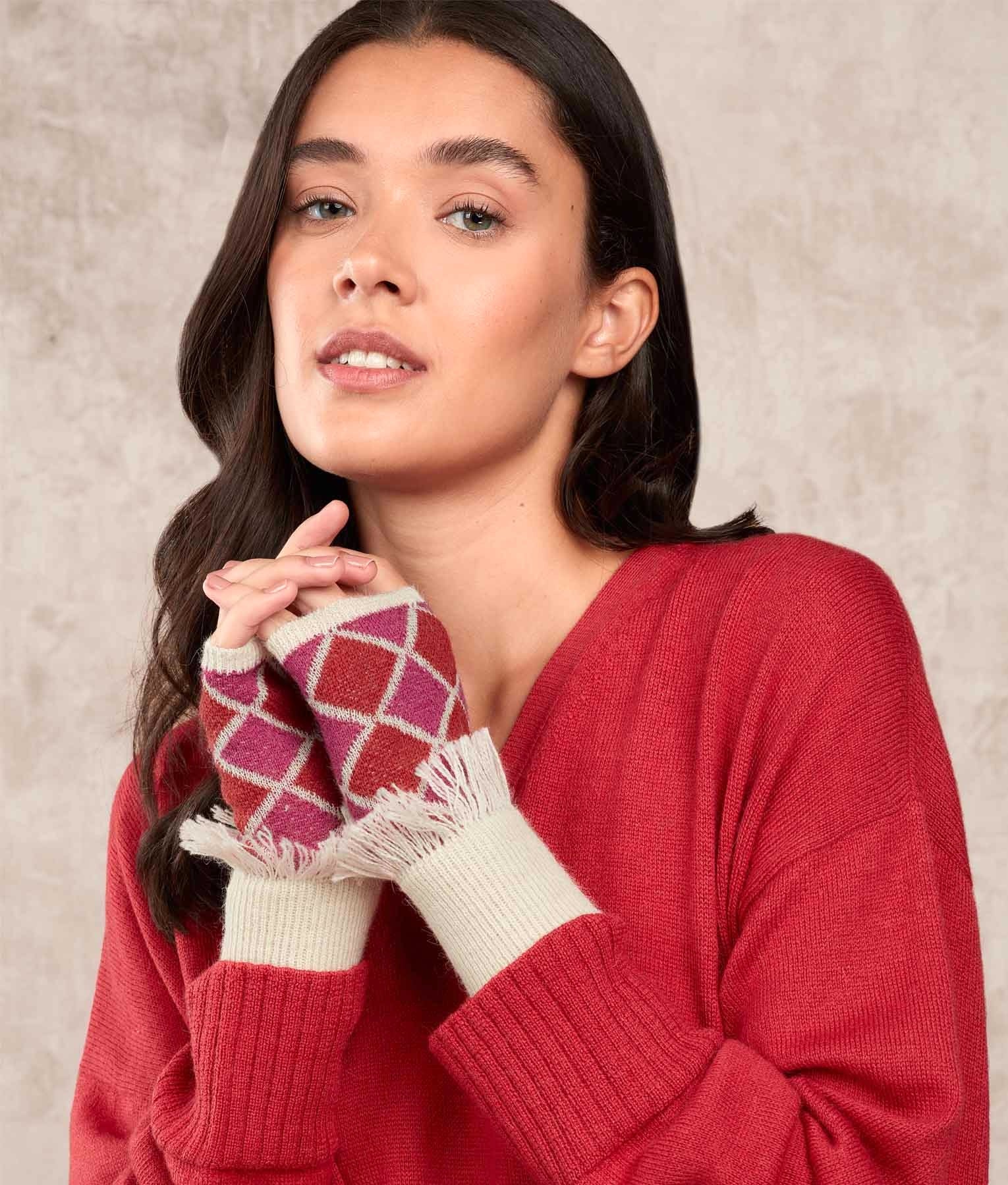 Brick On Brick - Mittens - Multicolour White and Fuchsia - Unisex