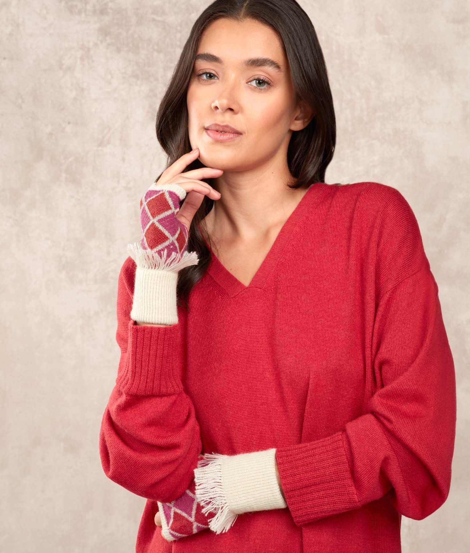 Brick On Brick - Mittens - Multicolour White and Fuchsia - Unisex