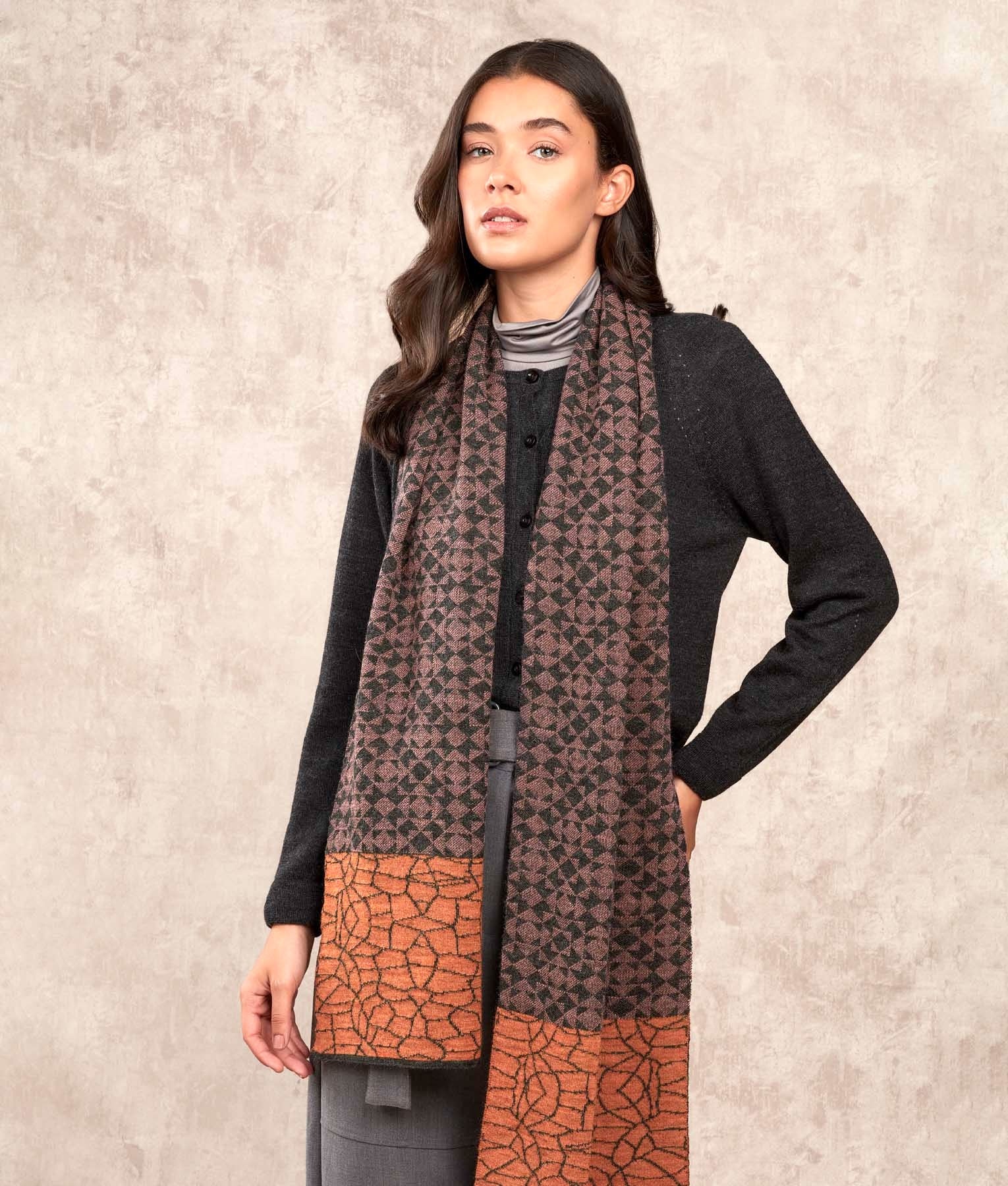 The Fusion Scarf - Multicolour Dark Grey and Copper - Unisex