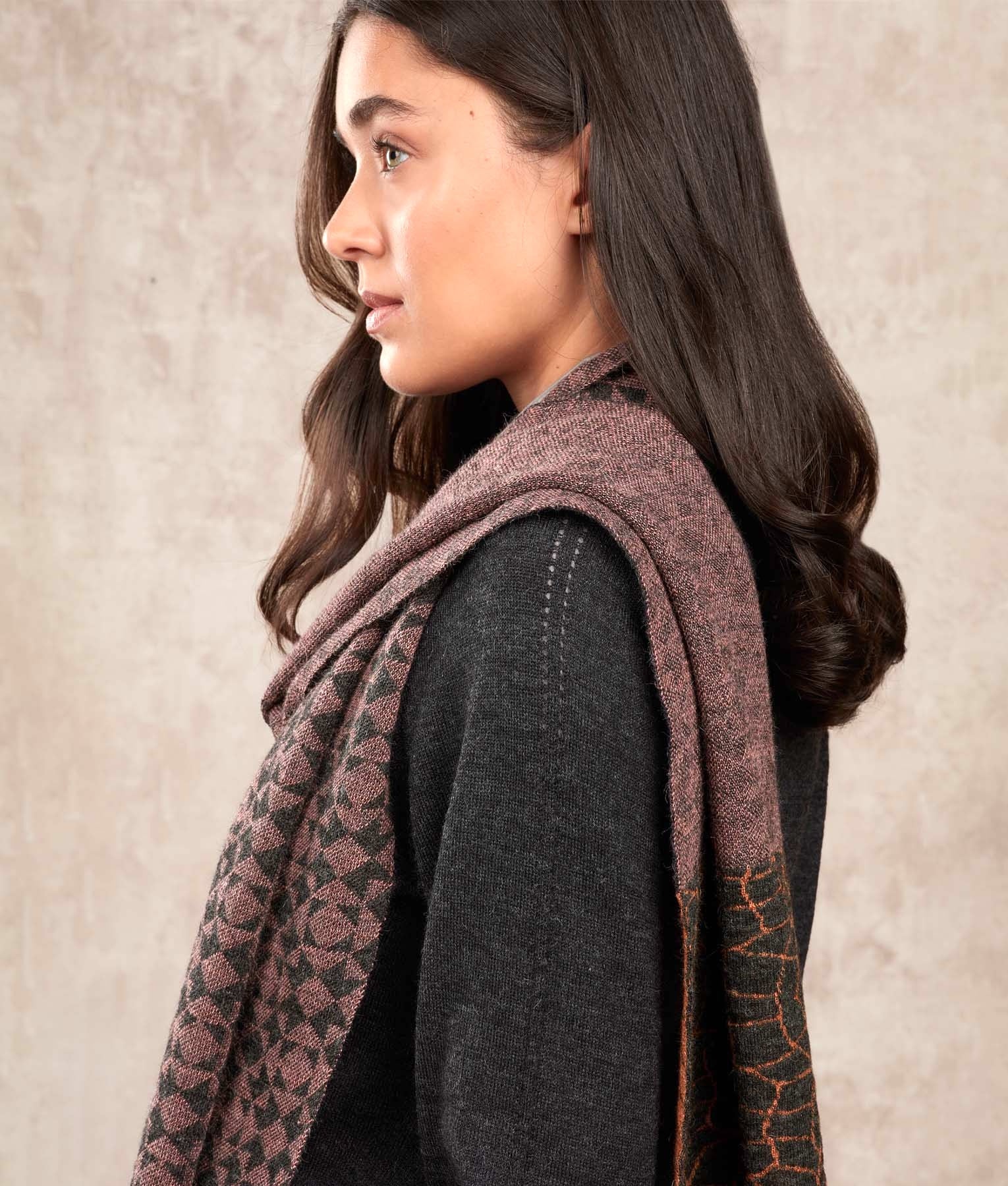 The Fusion Scarf - Multicolour Dark Grey and Copper - Unisex