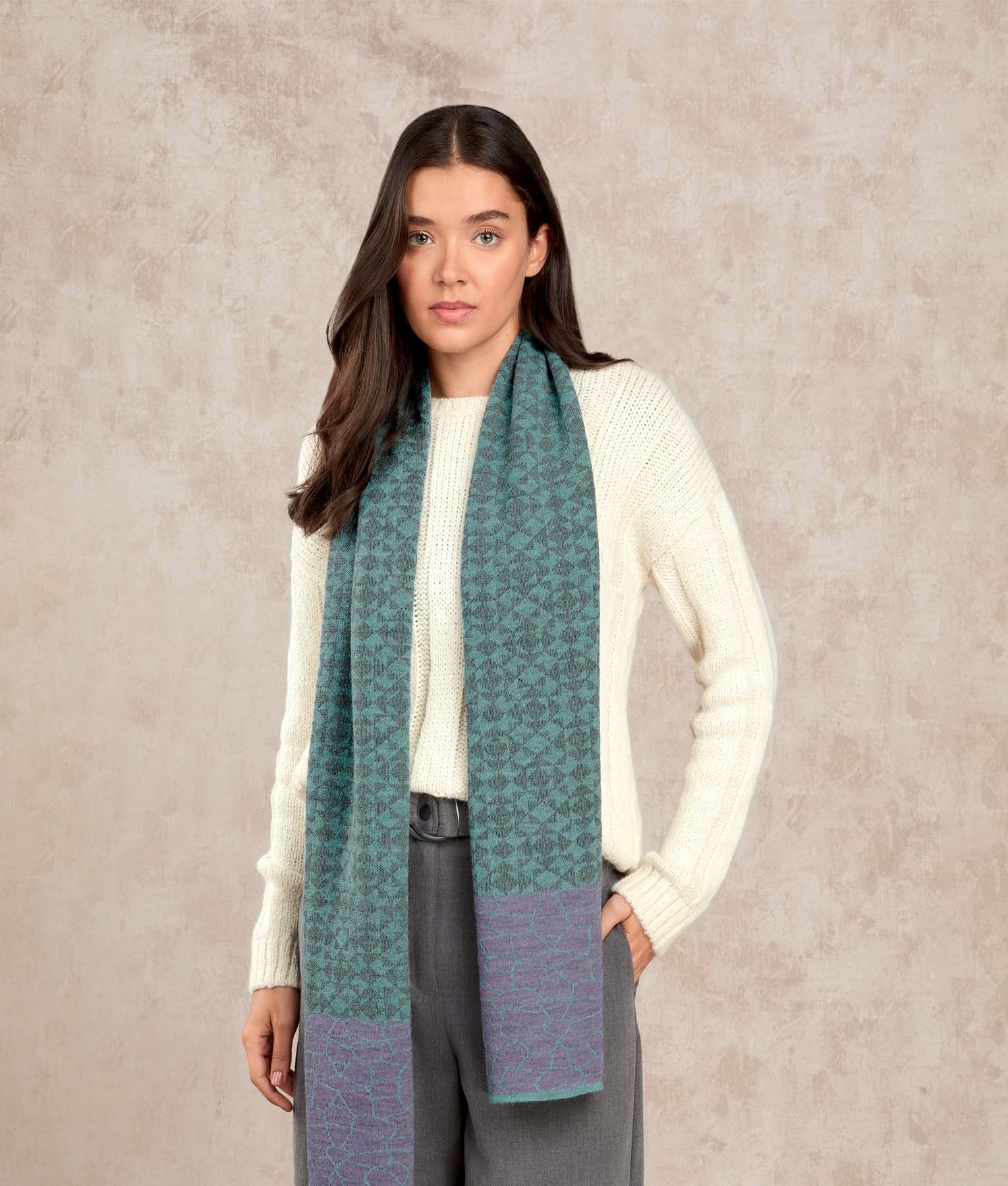 The Fusion Scarf - Multicolour Teal and Lilac - Unisex
