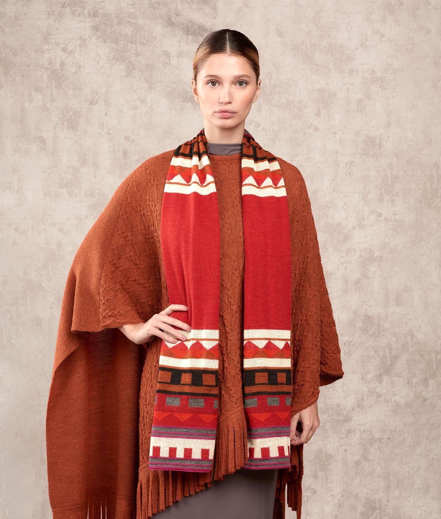 El Pontro - Scarf - Multicolour Orange Red - Unisex