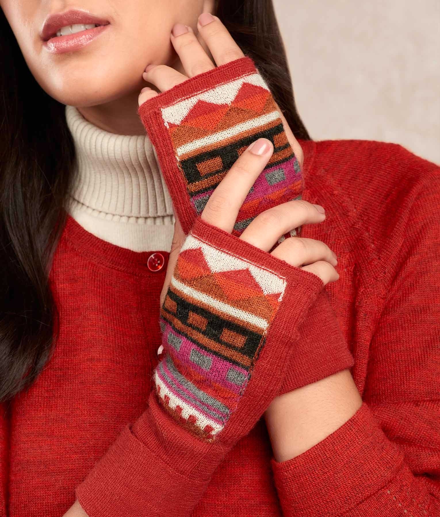 El Pontro - Mittens - Multicolour Red and Brick - Unisex