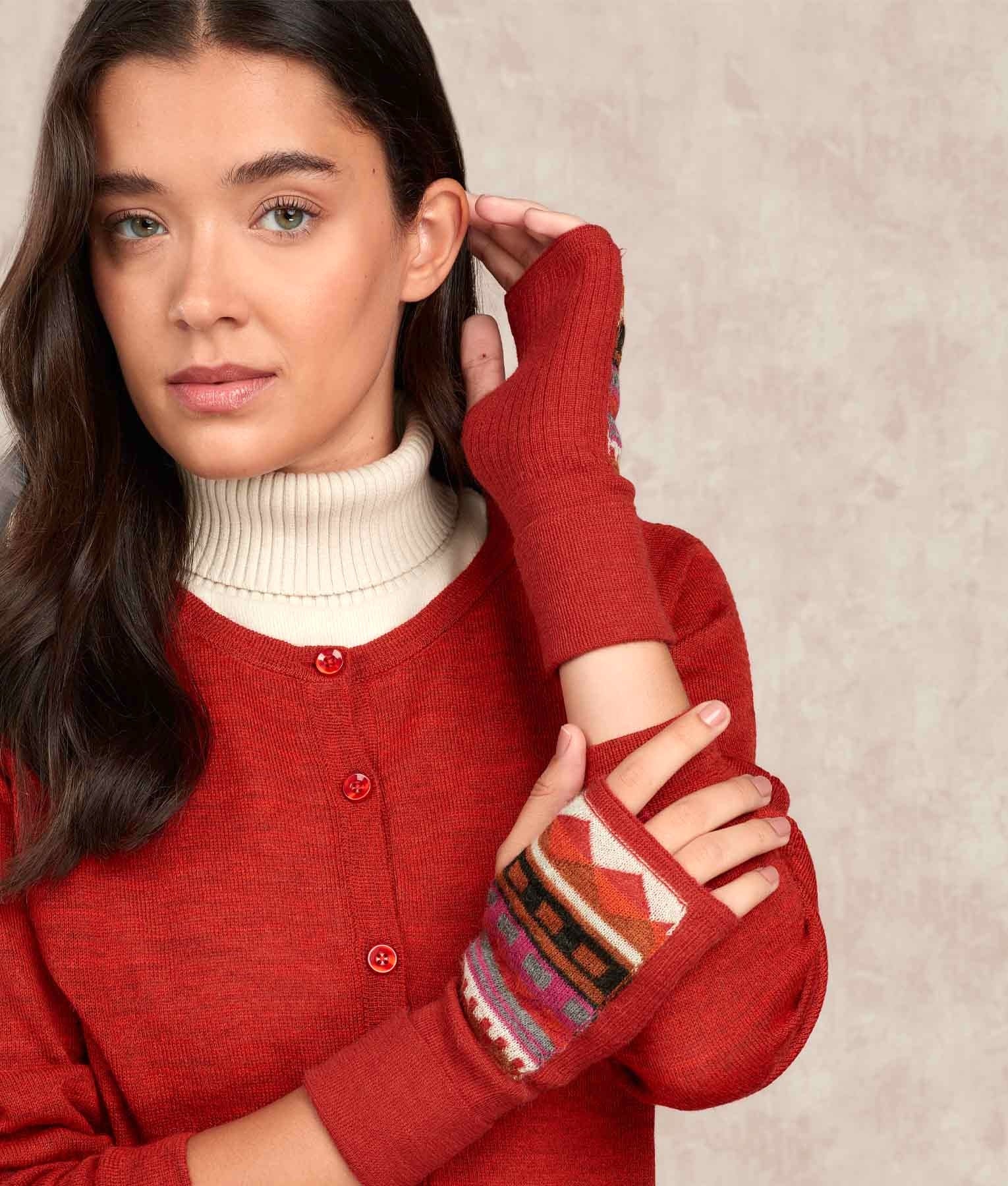 El Pontro - Mittens - Multicolour Red and Brick - Unisex