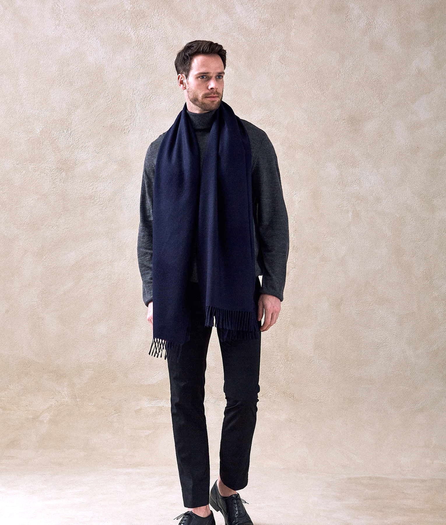 Premium Alpaca - Shawl - Navy Blue - Unisex