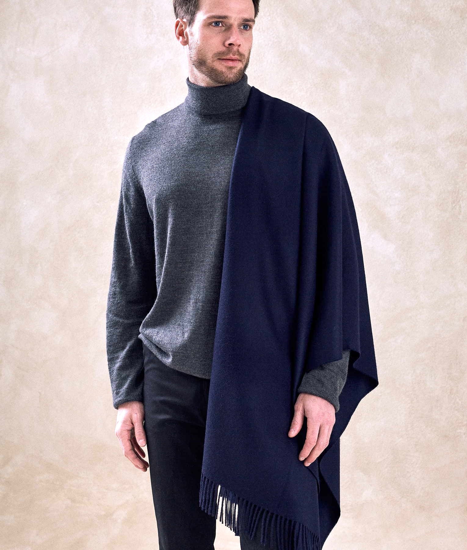 Premium Alpaca - Shawl - Navy Blue - Unisex