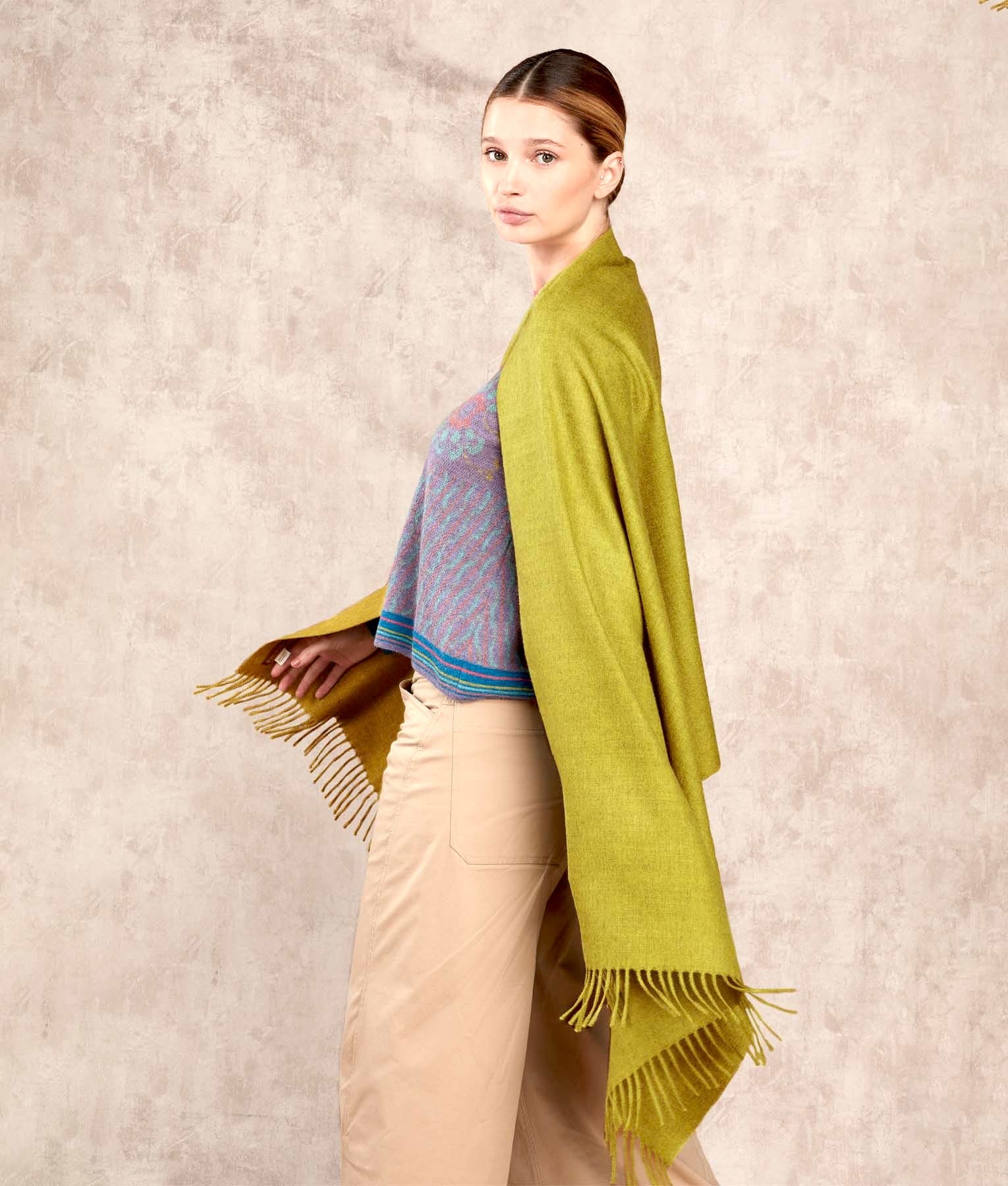 Premium Alpaca - Shawl - Heather Citrine Yellow - Unisex