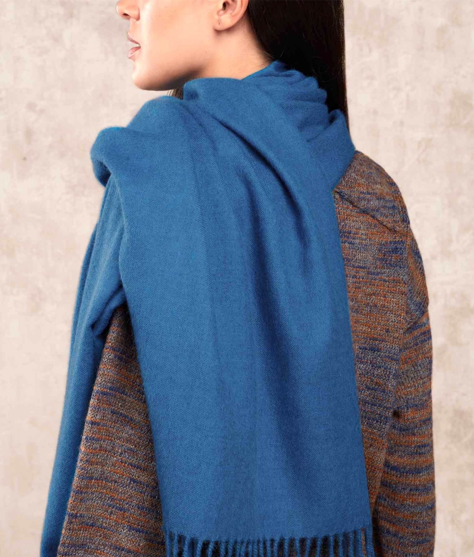 Premium Alpaca Shawl - Heather Yale Blue - Unisex