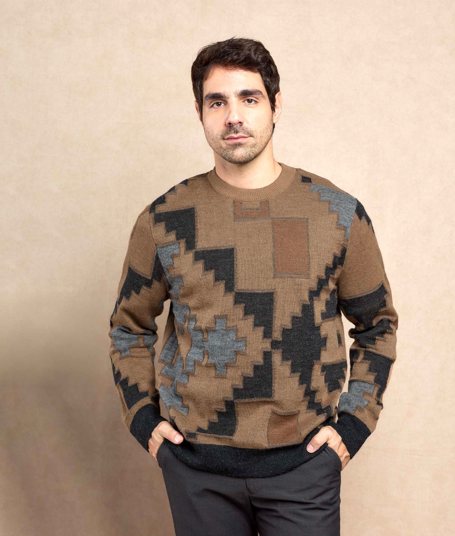 Men's Andesdeco Crew Neck Jumper - Cinnamon