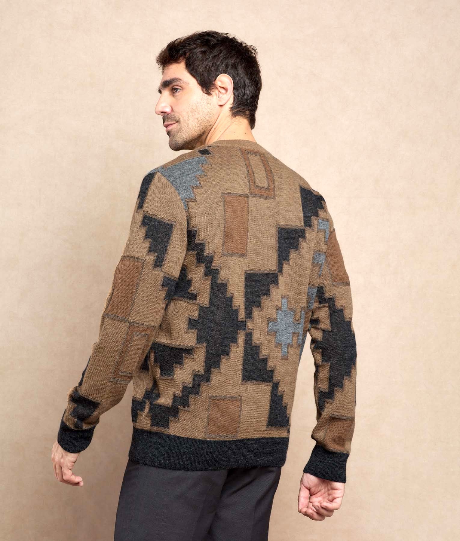 Men's Andesdeco Crew Neck Jumper - Cinnamon