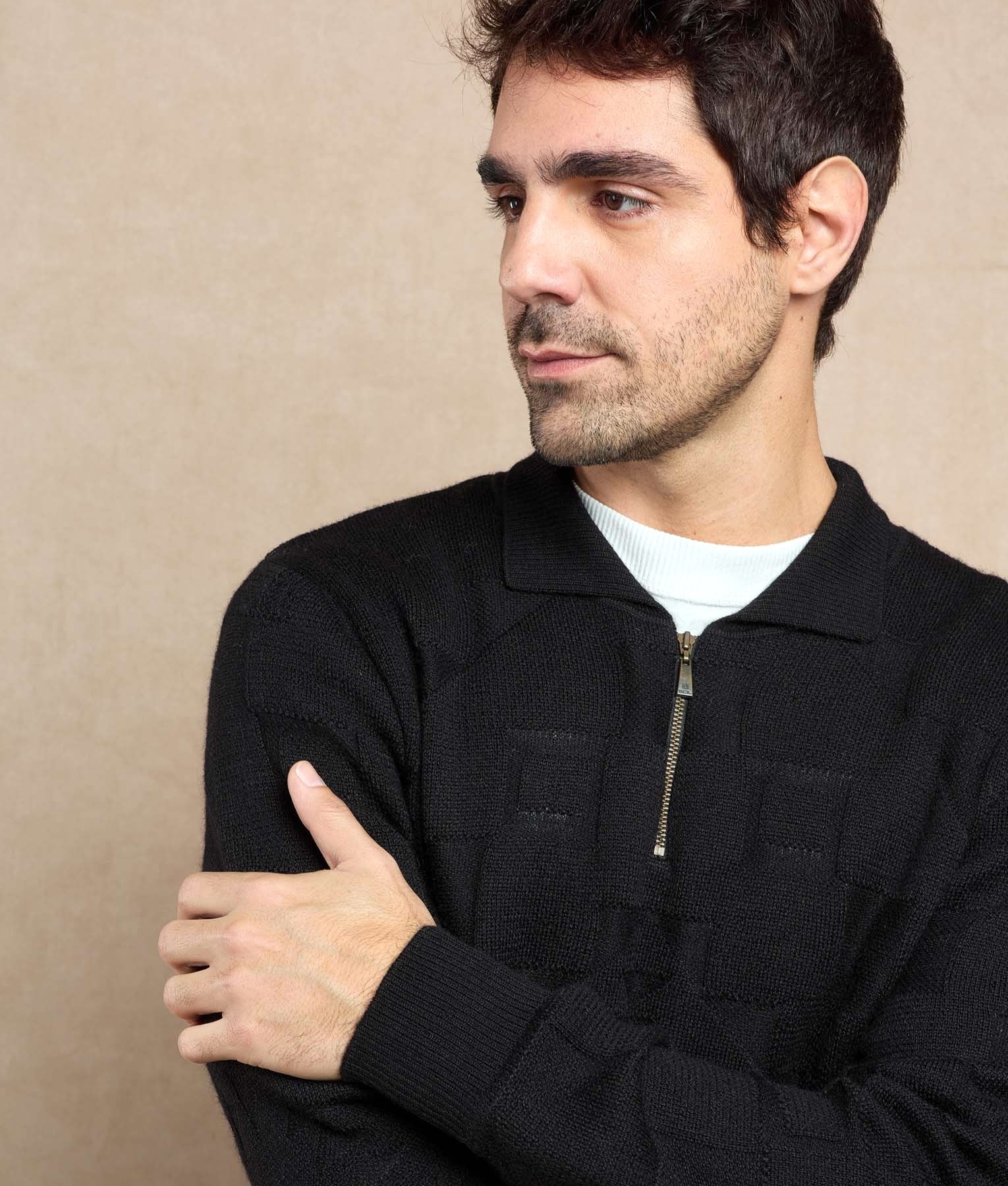 Men's Structured Icons Polo Neck Jumper C003