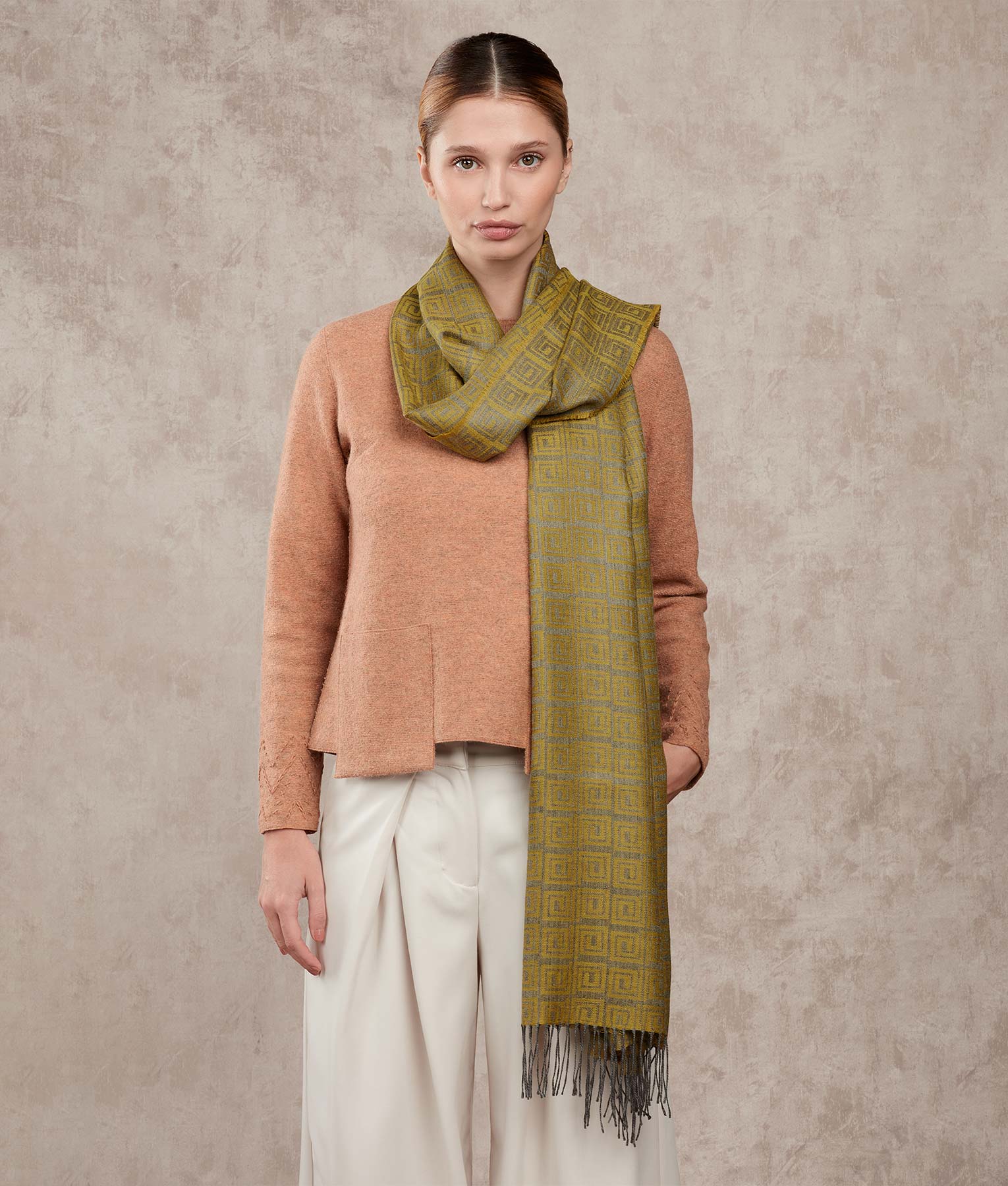 Sol - Shawl - Grey and Mustard - Women's