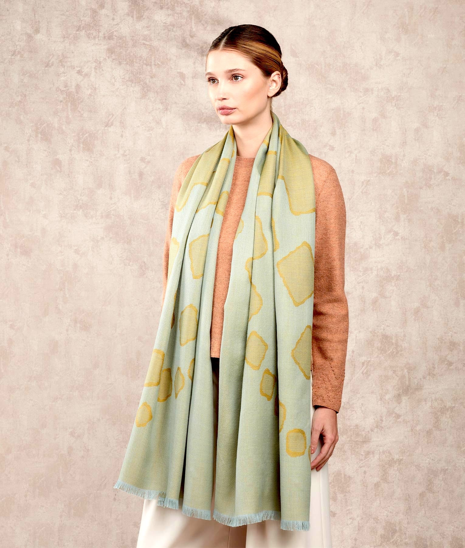 Rising Horizons - Shawl - Multicolour Aqua and Yellow - Women's