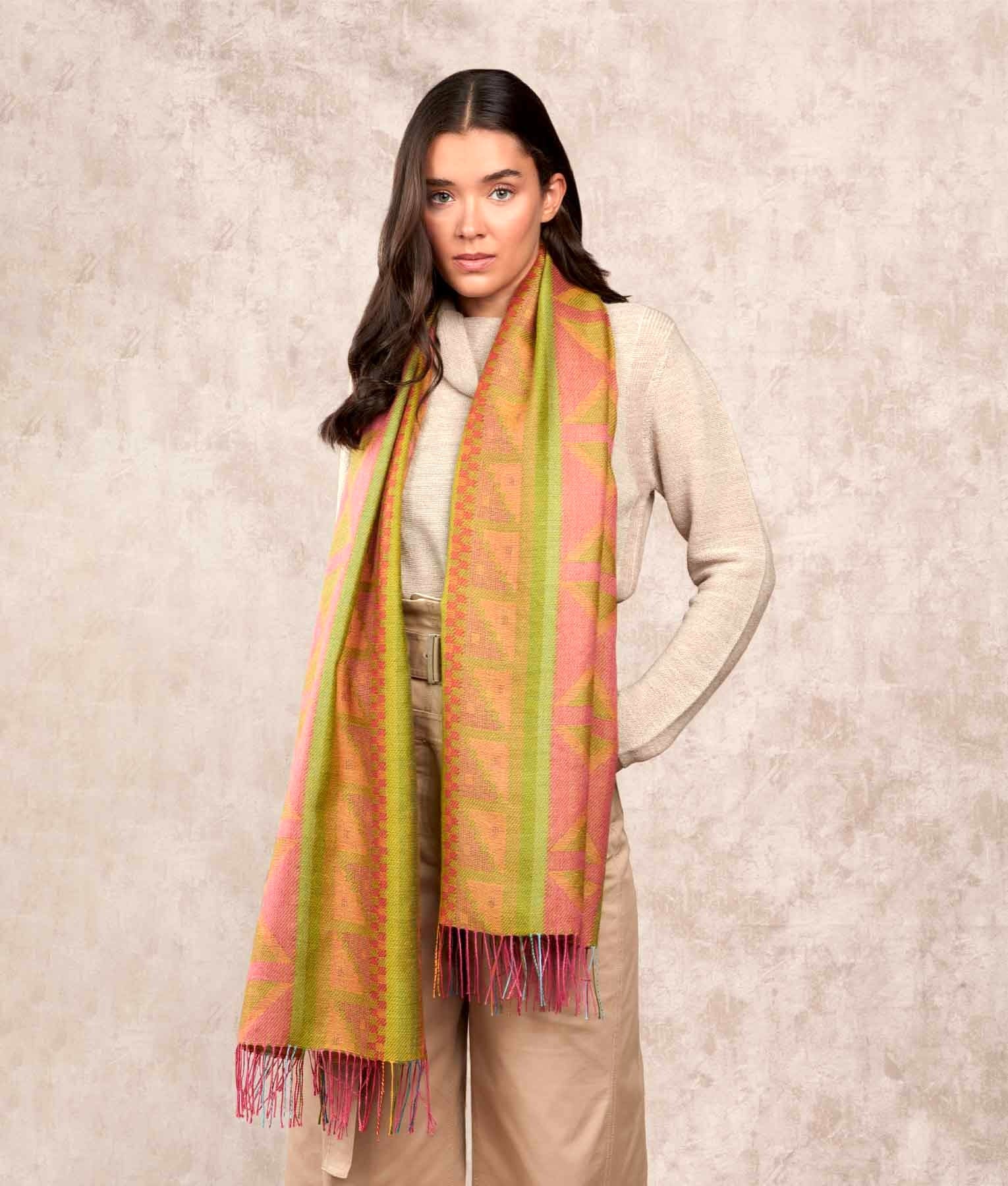 Los Ceramicos Jacquard - Shawl - Multicolour Yellow - Women's