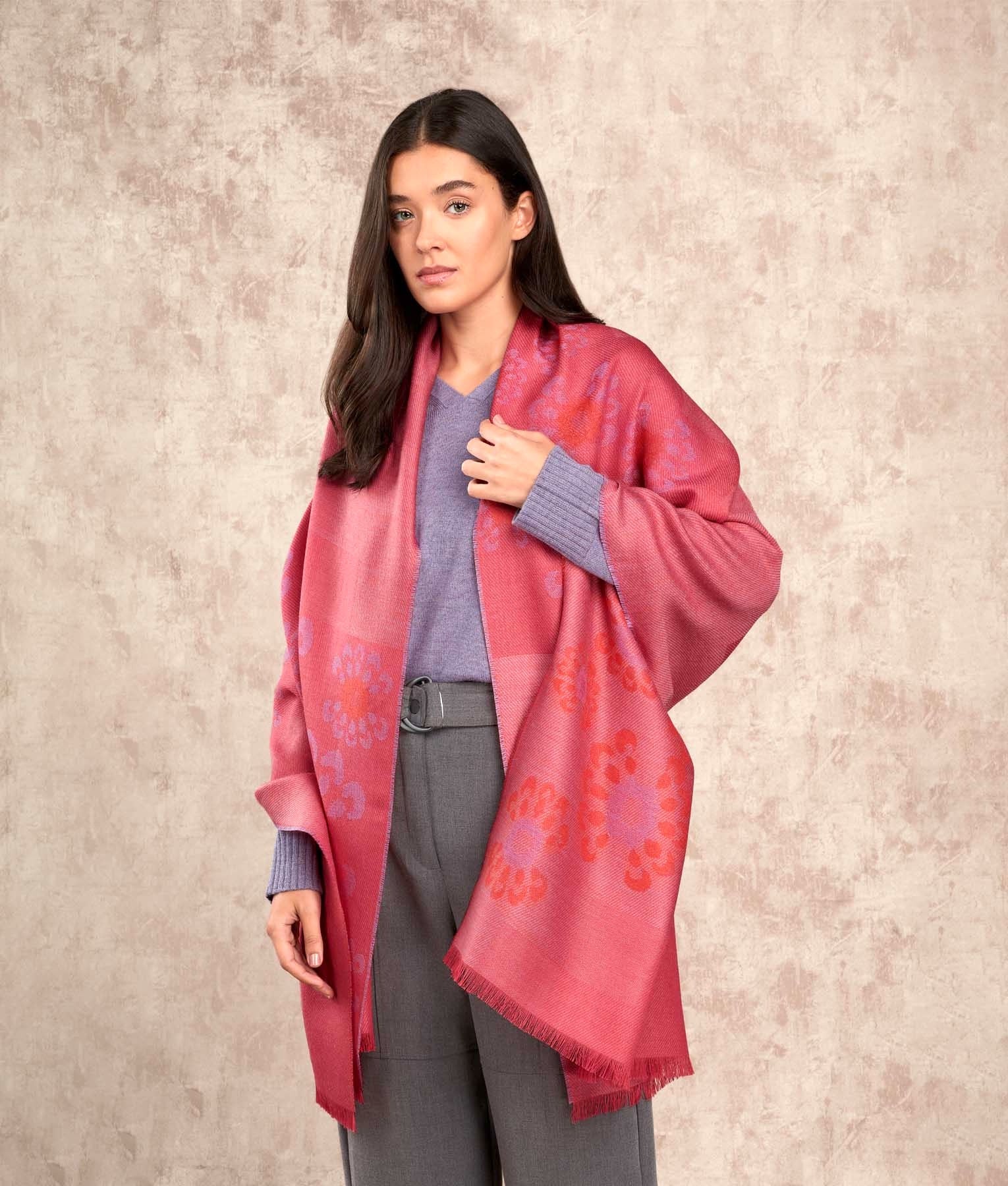 El Supremo Jacquard - Shawl - Multicolour Red - Women's