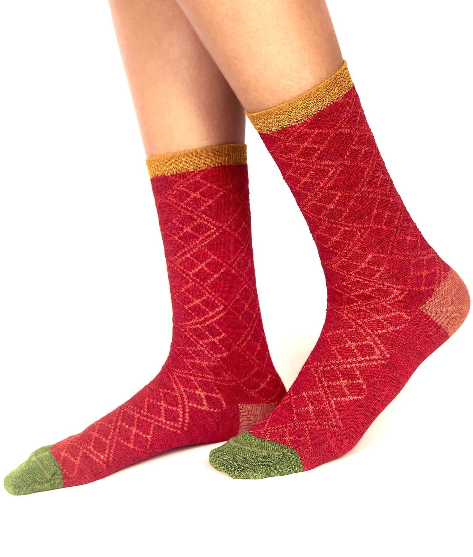 Bicolour Jacquard Ladies Alpaca Socks C005