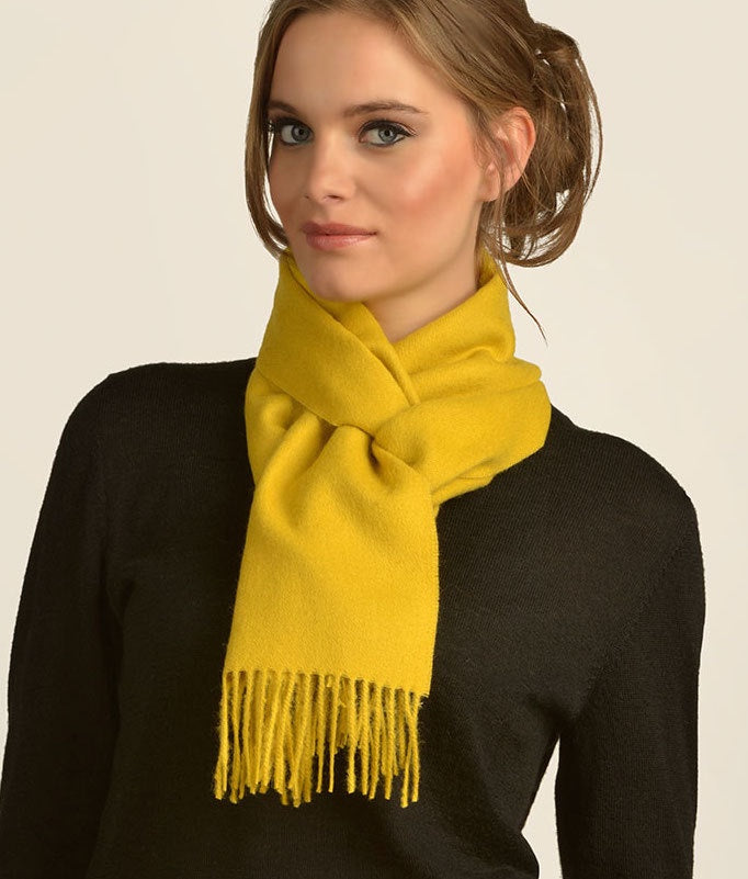 Long Baby Alpaca Scarf - Mustard - Unisex