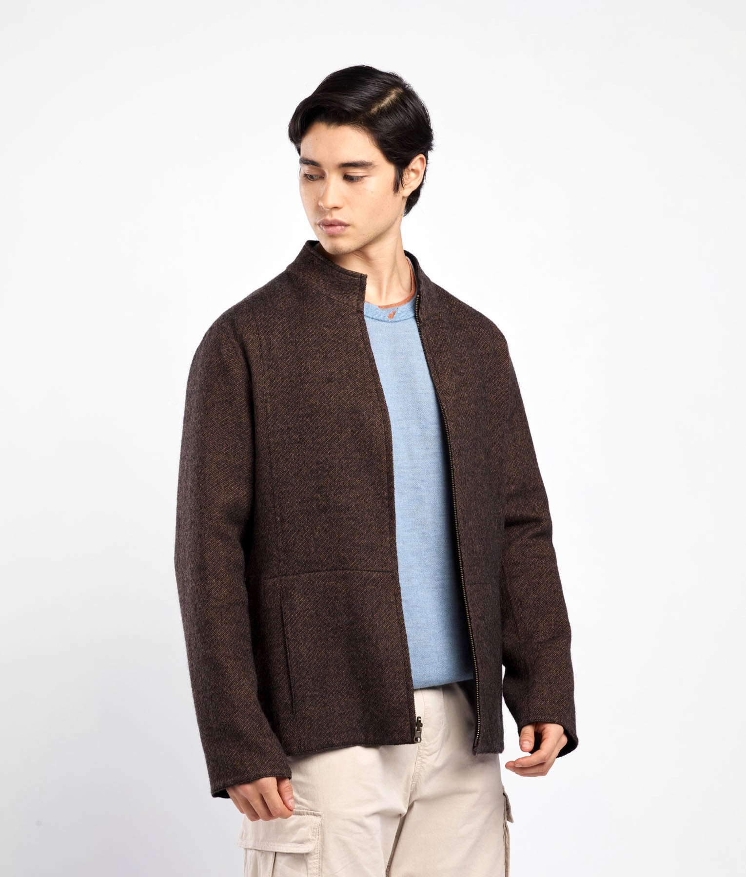 Zipped Front Men's Reversible Jacket C003 Black and Brown