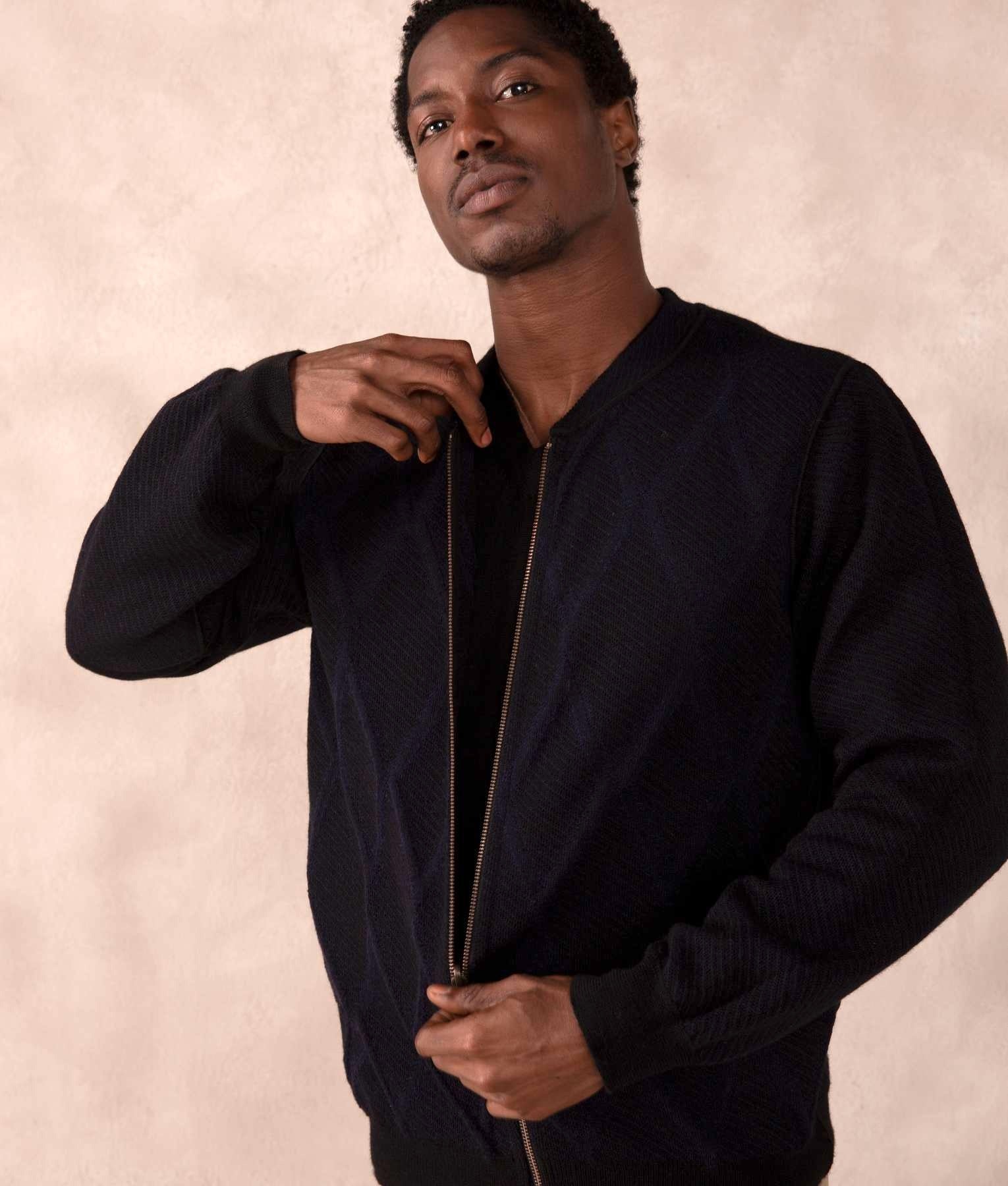 Founded Reversible Cardigan-S - Black and Blue - Men's